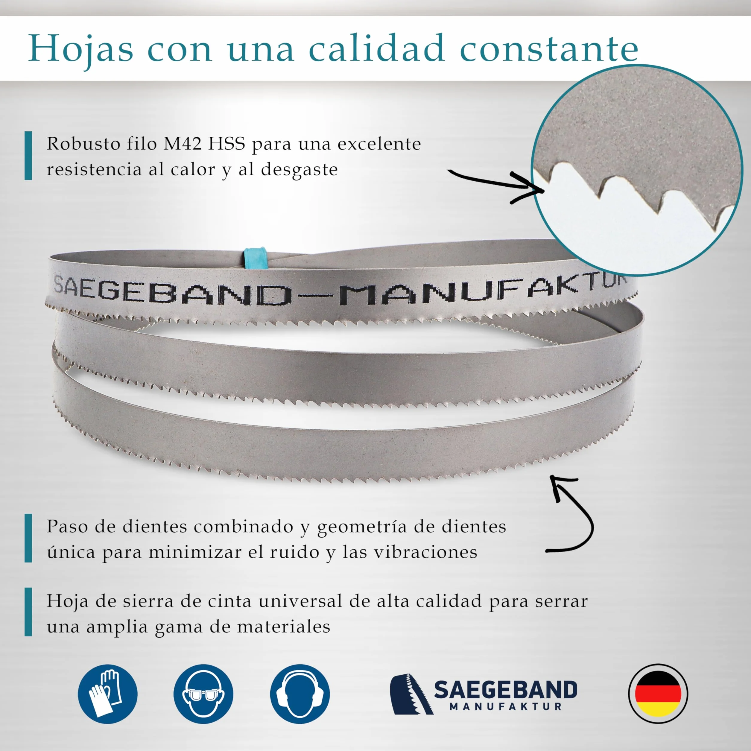 Pack de 3 hojas de sierra de cinta Premium M42 HSS bimetálicas 1140 x 13 x 0,65 mm con 10/14 dientes por pulgada (TPI) - para metal, acero, aluminio, metales no ferrosos y aleaciones ligeras