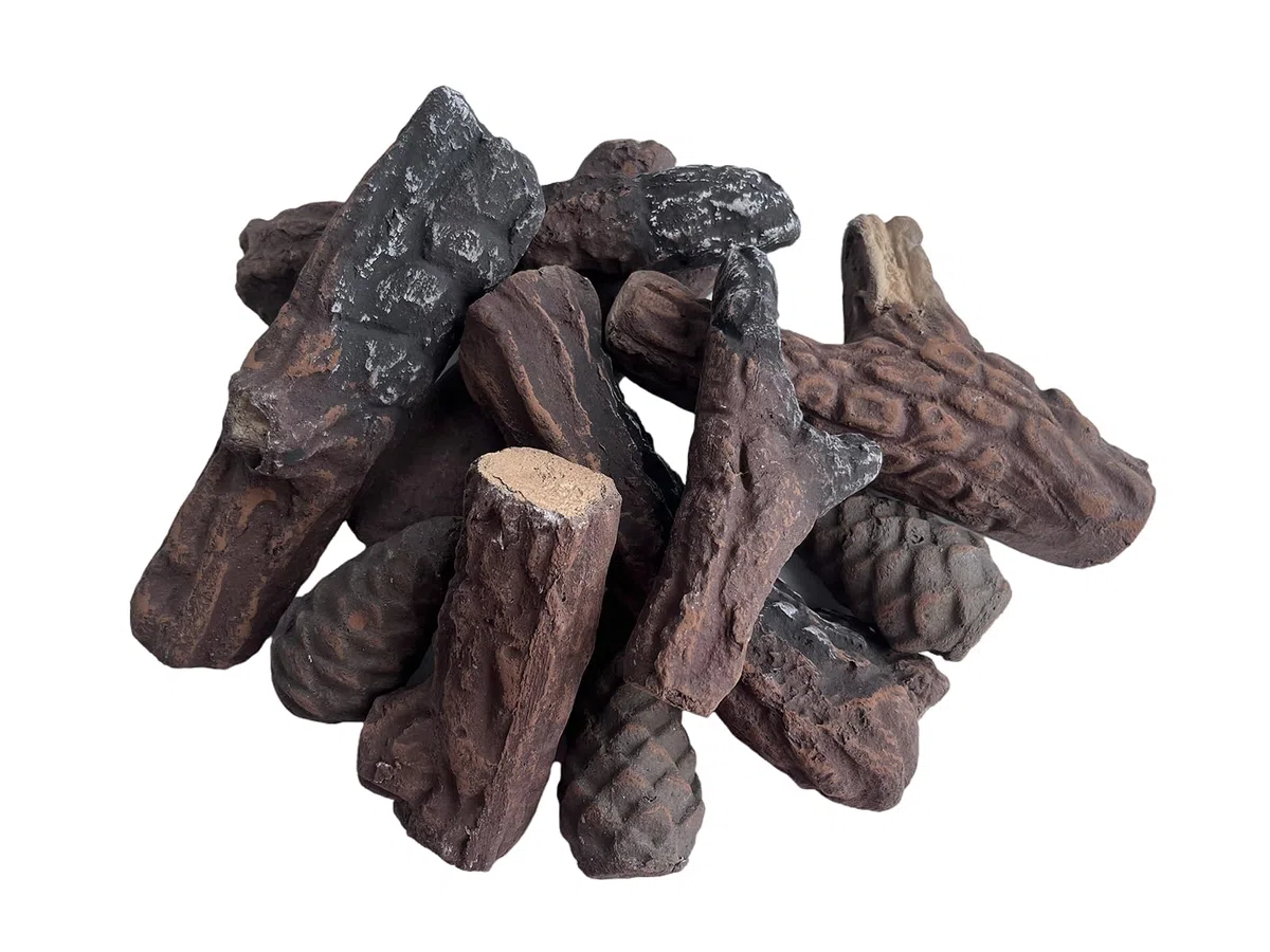 10 troncos de gas para chimenea, leña falsa y troncos cerámicos, silenciosos, decorativos, para insertiones de gas, ventilados, eléctricos y etanol