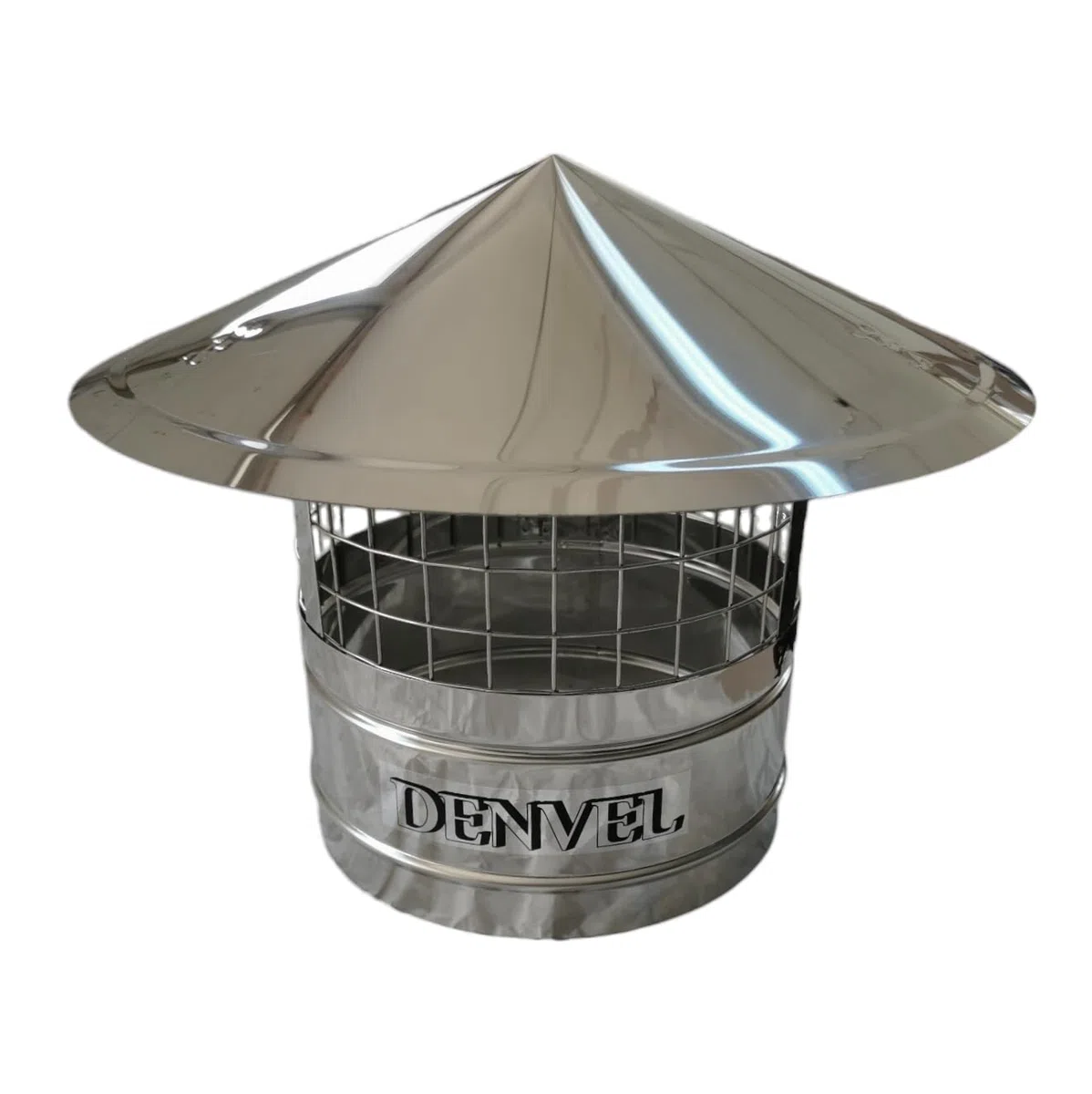 Denvel® - Sombrerete Chimenea 200 mm Acero Inoxidable con Rejilla Anti Pájaros – Cubierta de Chimenea, Protección contra la Lluvia, Tapa para Tubo de Humos y Ventilación