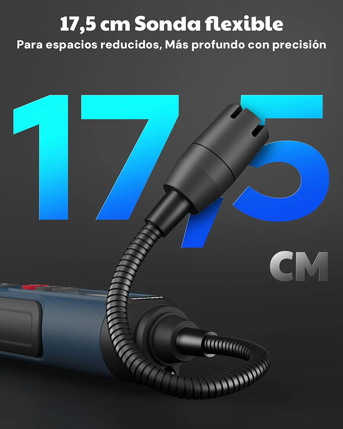 AGT-1988PRO Detector de Gas Natural Recargable, Detector de Gas con Cuello Flexible de 17,5 cm, Pantalla TFT y Rango de 0–9999 PPM para Fugas de propano y metano, para Uso en el hogar y RV