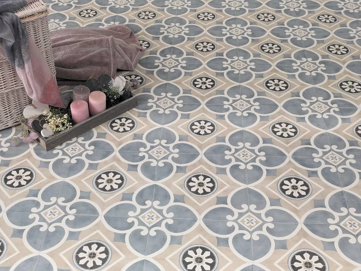 Pavimento de PVC con un nostálgico estilo retro, Corte (2m de ancho / 3m de largo)