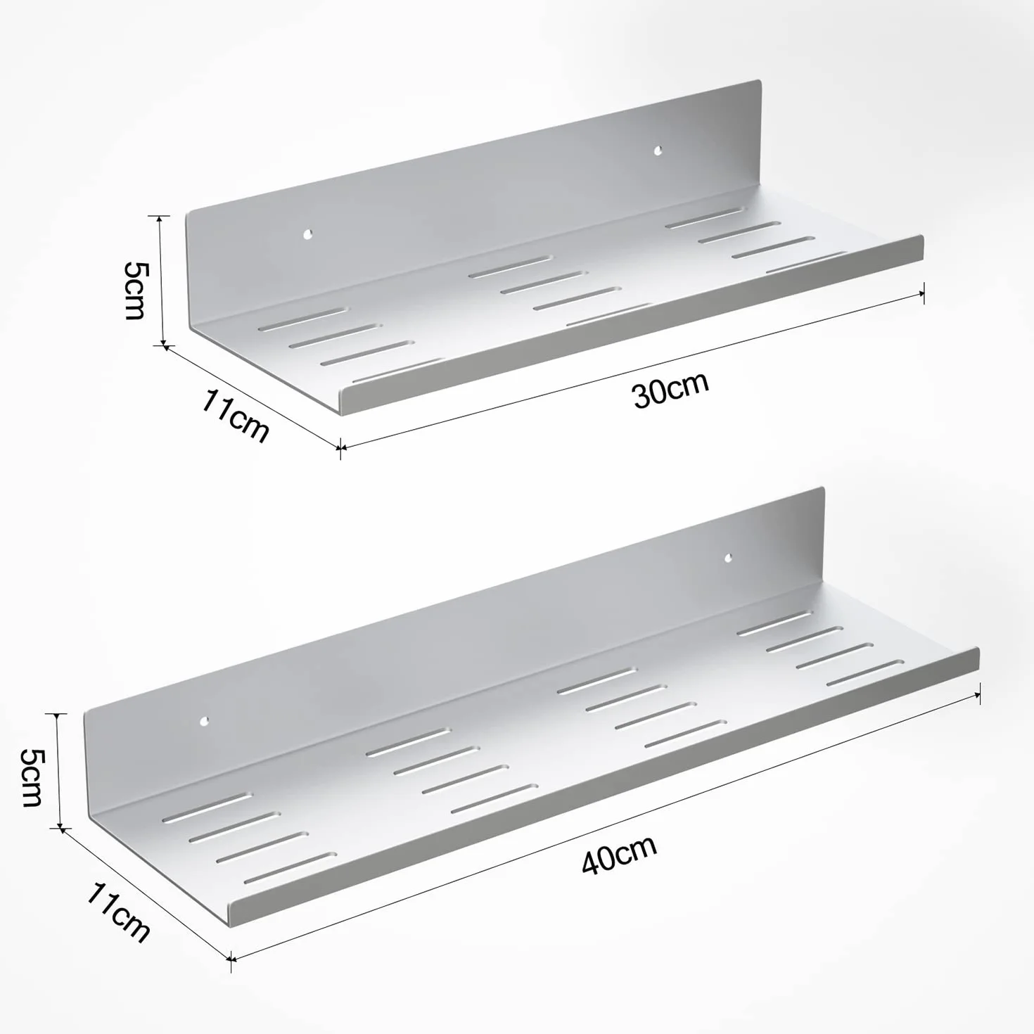 Estante de Ducha Autoadhesivo Sin Taladrar - Juego de 2 Estantes de Aluminio para Baño