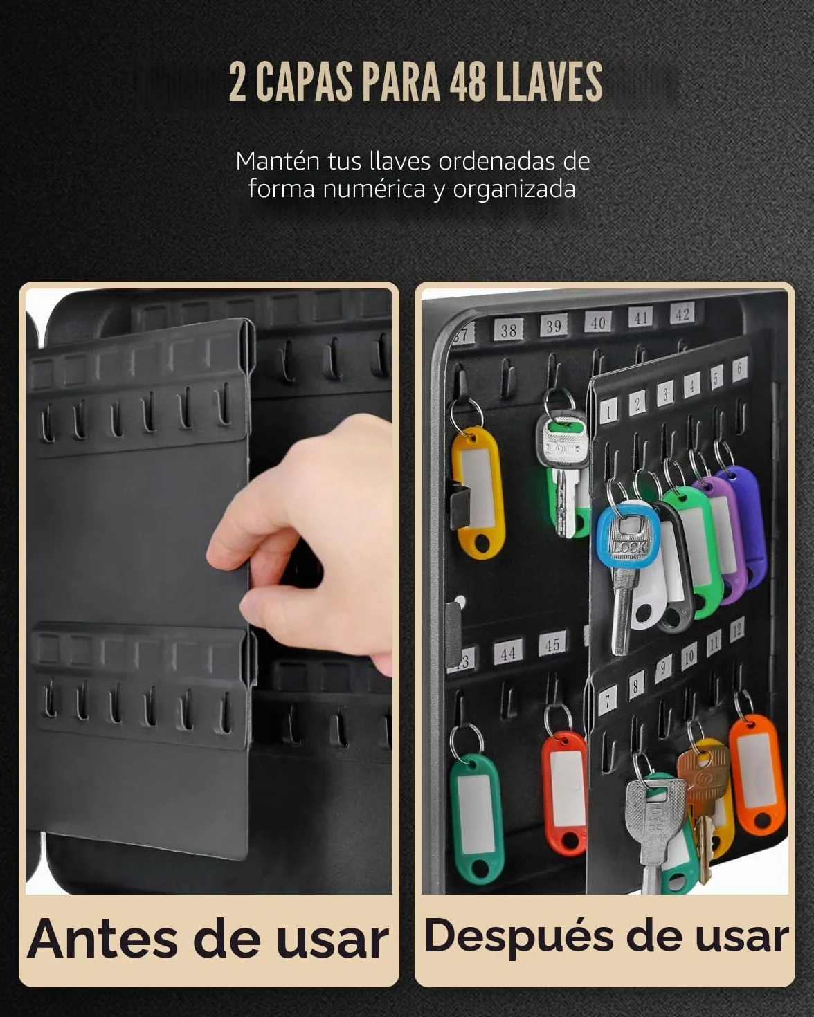 Uniclife Caja Fuerte de Seguridad 48 Llaves Cerradura Combinación Acero Negro