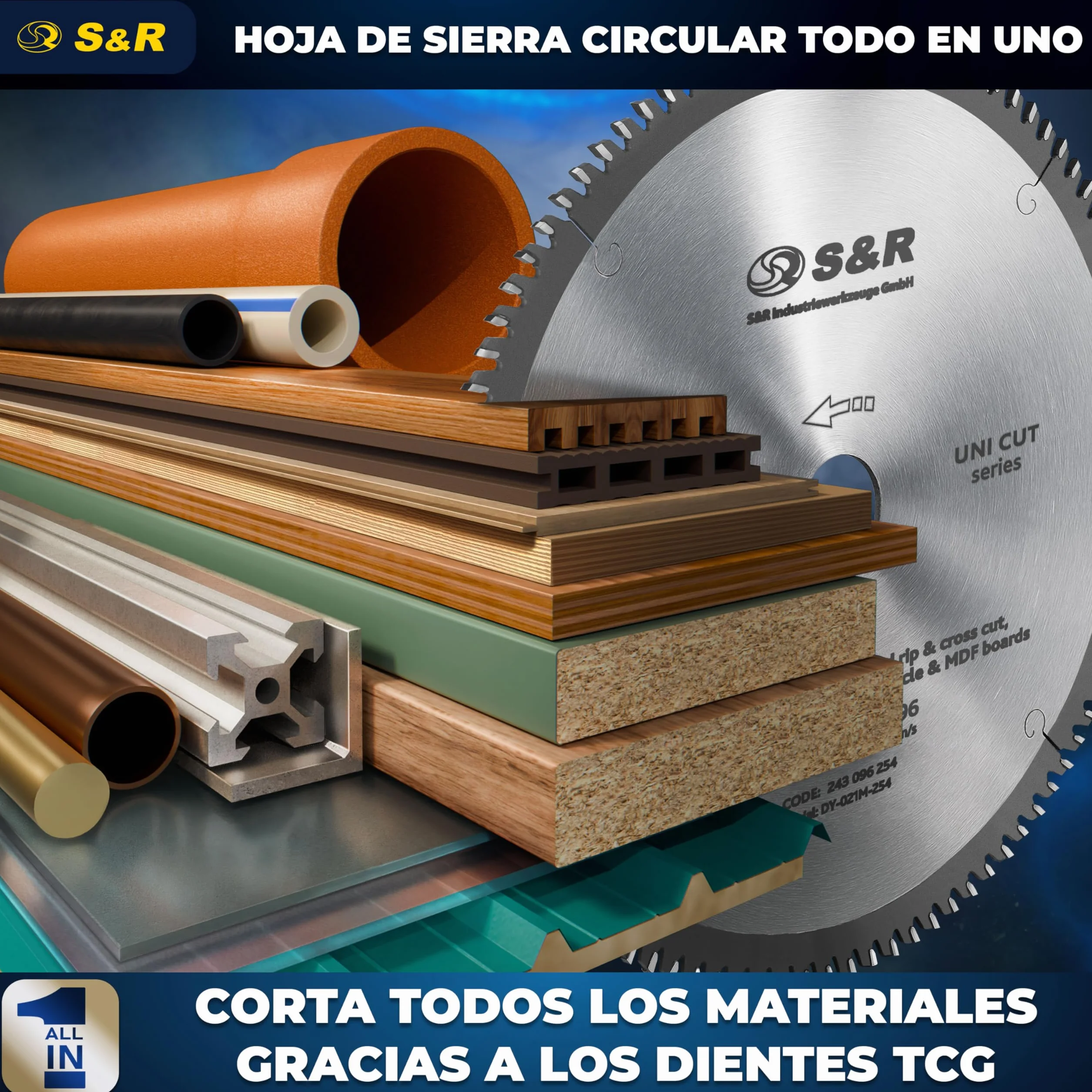 S&R Disco de corte 254 Madera y Metales - 96 Dientes/Hoja de sierra circular. calidad profesional
