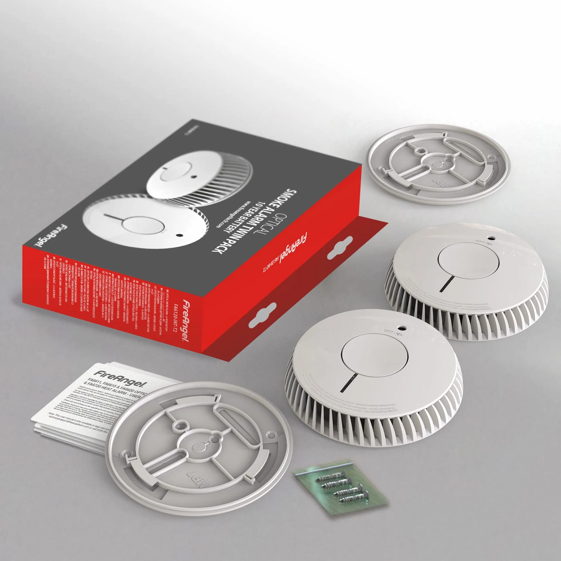 FireAngel Detector de Humo óptico para casa – Alarma de Incendios para el hogar – Batería de 10 años – Botón de Prueba y Silencio – Recambio para ST-622/ST-620 – Pack de Dos