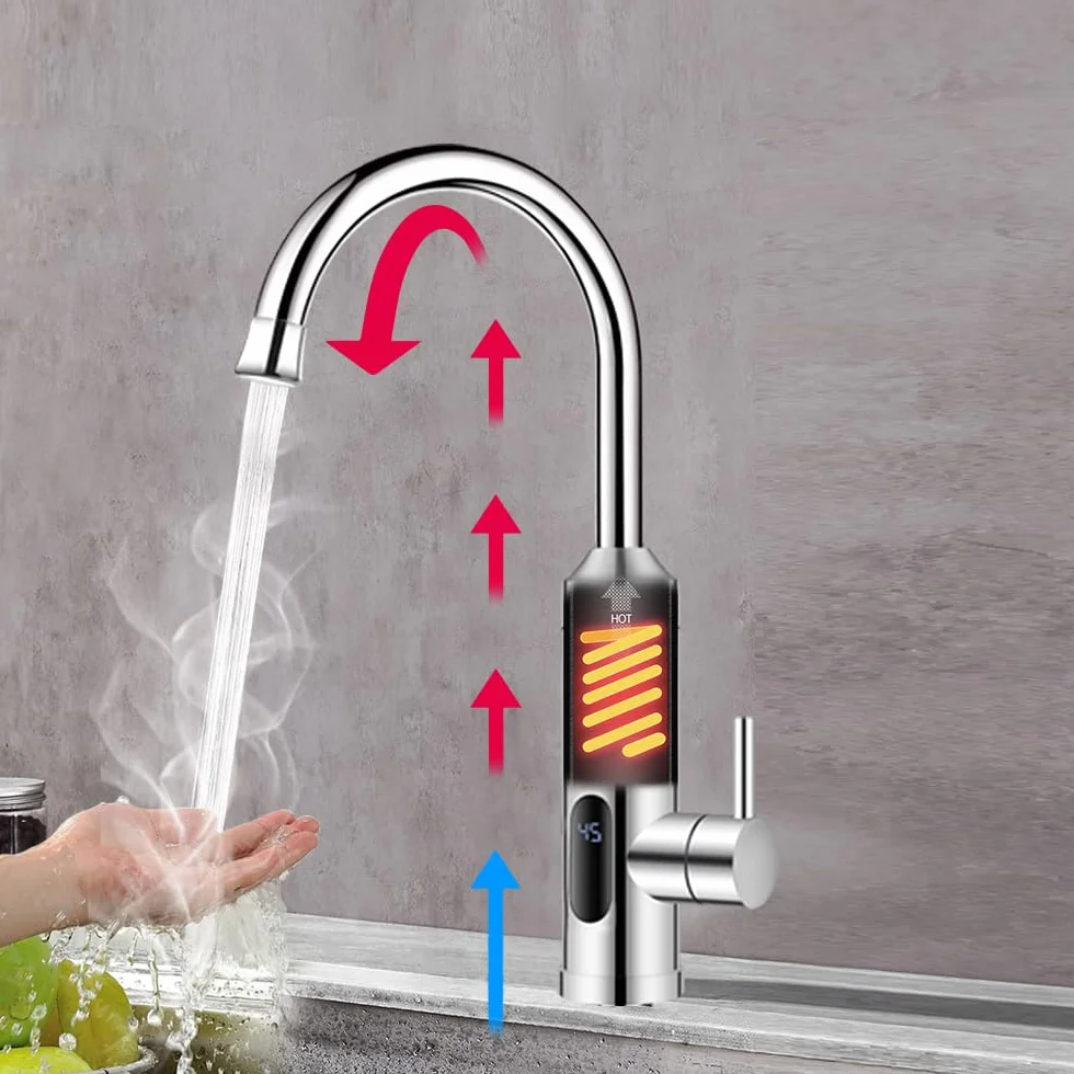 HOGART Grifo Eléctrico Calentador de Agua 230V Cocina Baño Instantáneo
