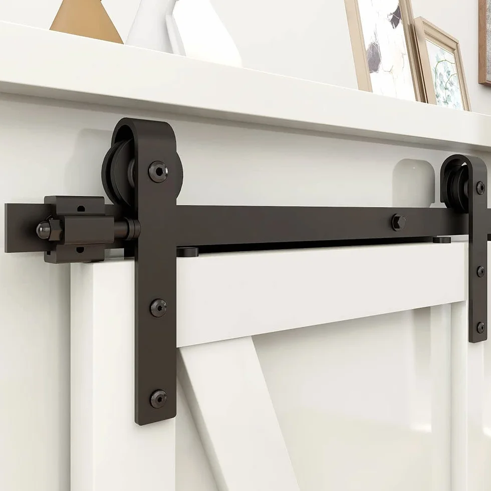 Super Mini Puertas correderas granero hardware kit 91.5cm/3FT soportes TV pequeños armarios colgante en forma de J