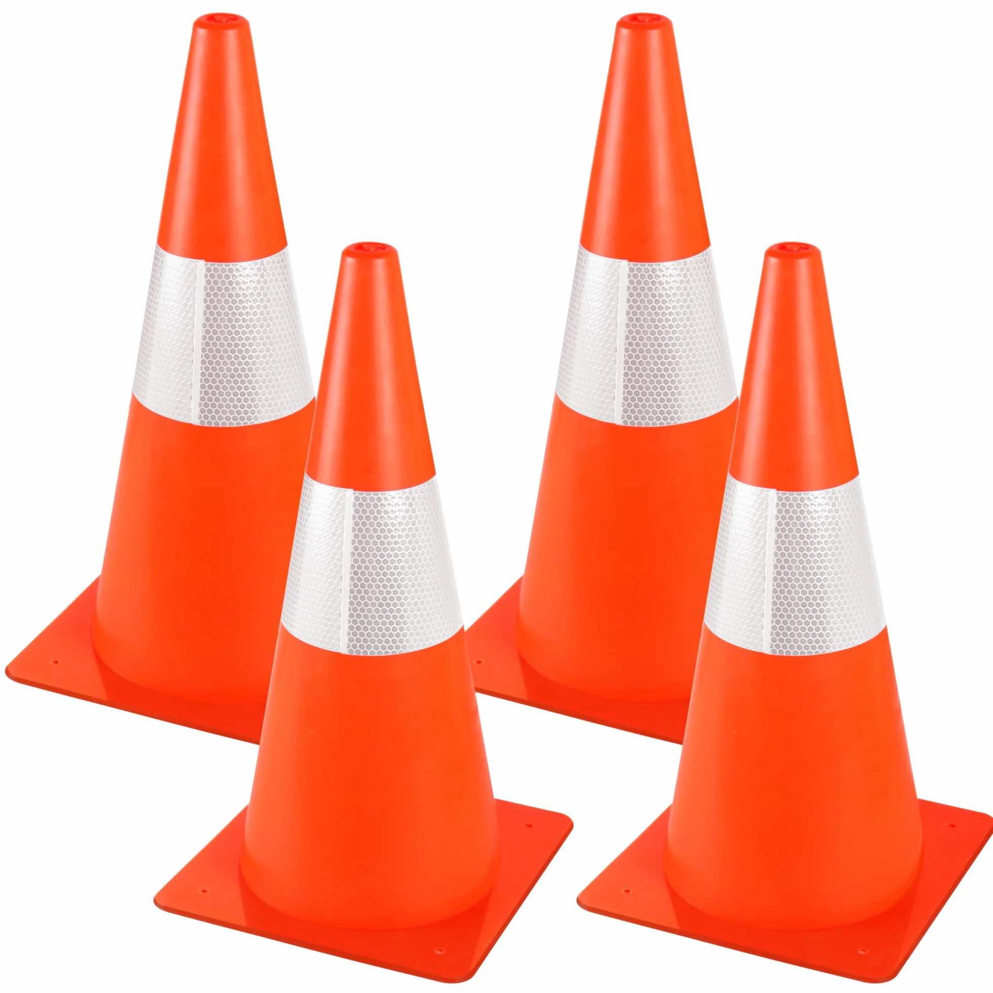 Conos de Advertencia de 38 cm, 4 Conos de Tráfico Apilables para Exteriores