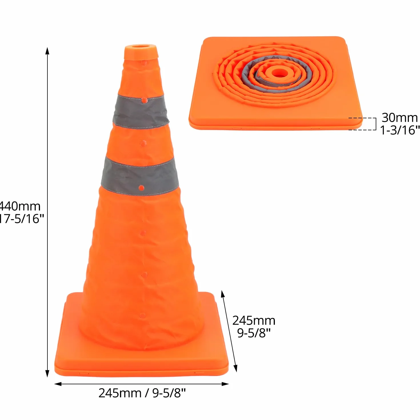 QWORK 4 Piezas 45cm Conos de Seguridad Vial Plegables Reflectantes