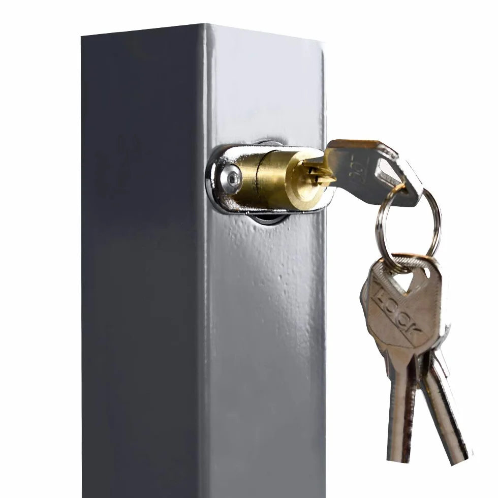 Bolardos de aparcamiento con 3 llaves plegables, poste de acero con bandas reflectantes