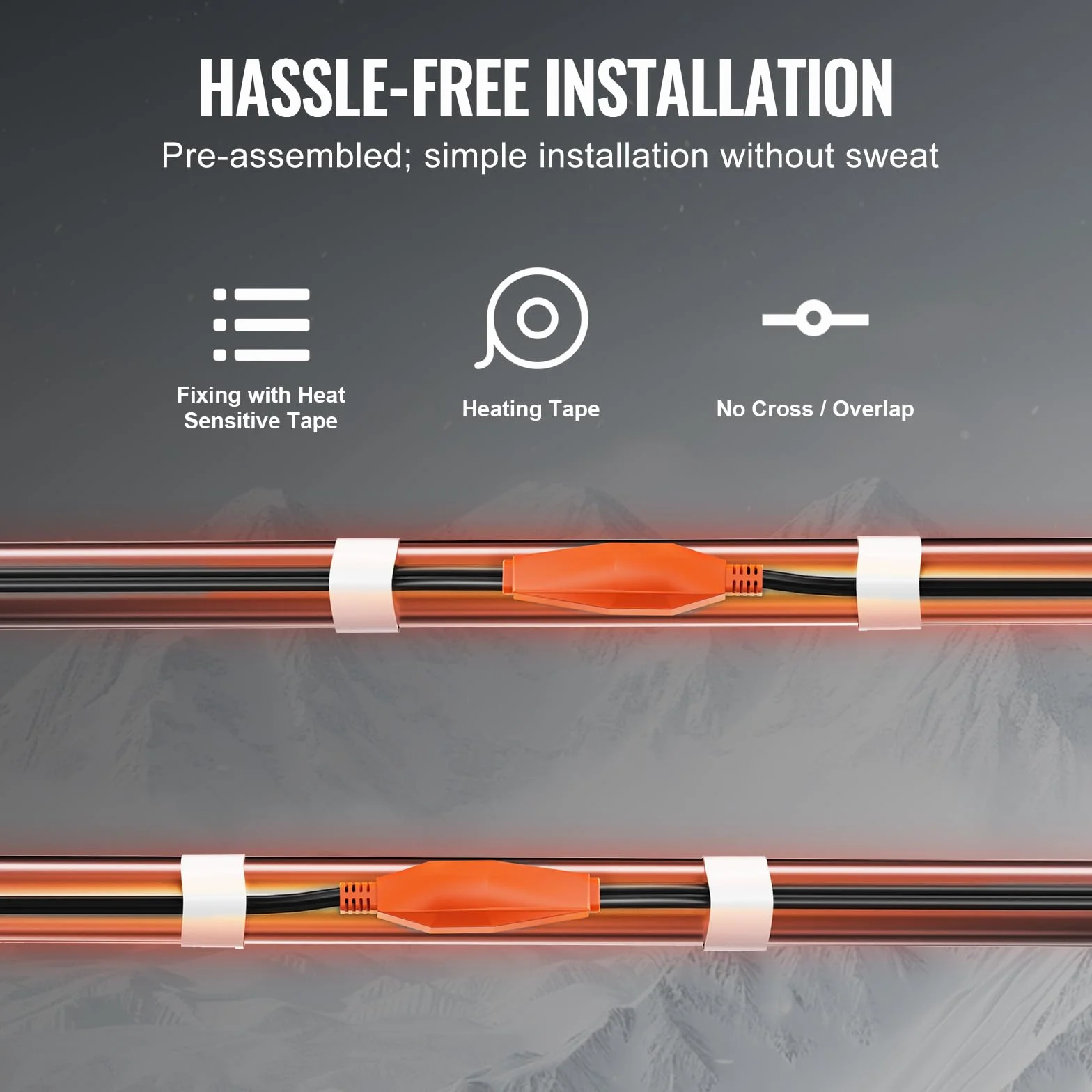 VEVOR Cable Calefactor Anticongelante para Tuberías de 9 m con Termostato Incorporado 23W/m
