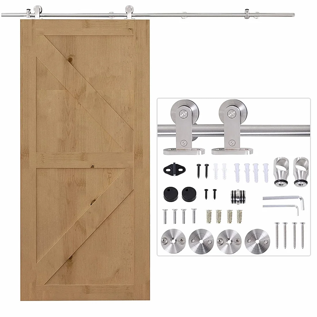 HOMCOM Kit Puerta Corredera 200 cm, Acero Inoxidable, Negro