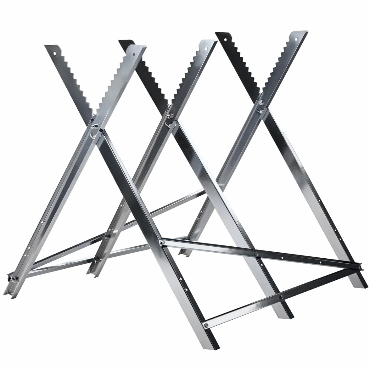T-LoVendo Caballete para Serrar Cortar Leña Banco para Motosierras Troncos Plegable diámetro hasta 40 cm Peso max150kg Metal Galvanizado