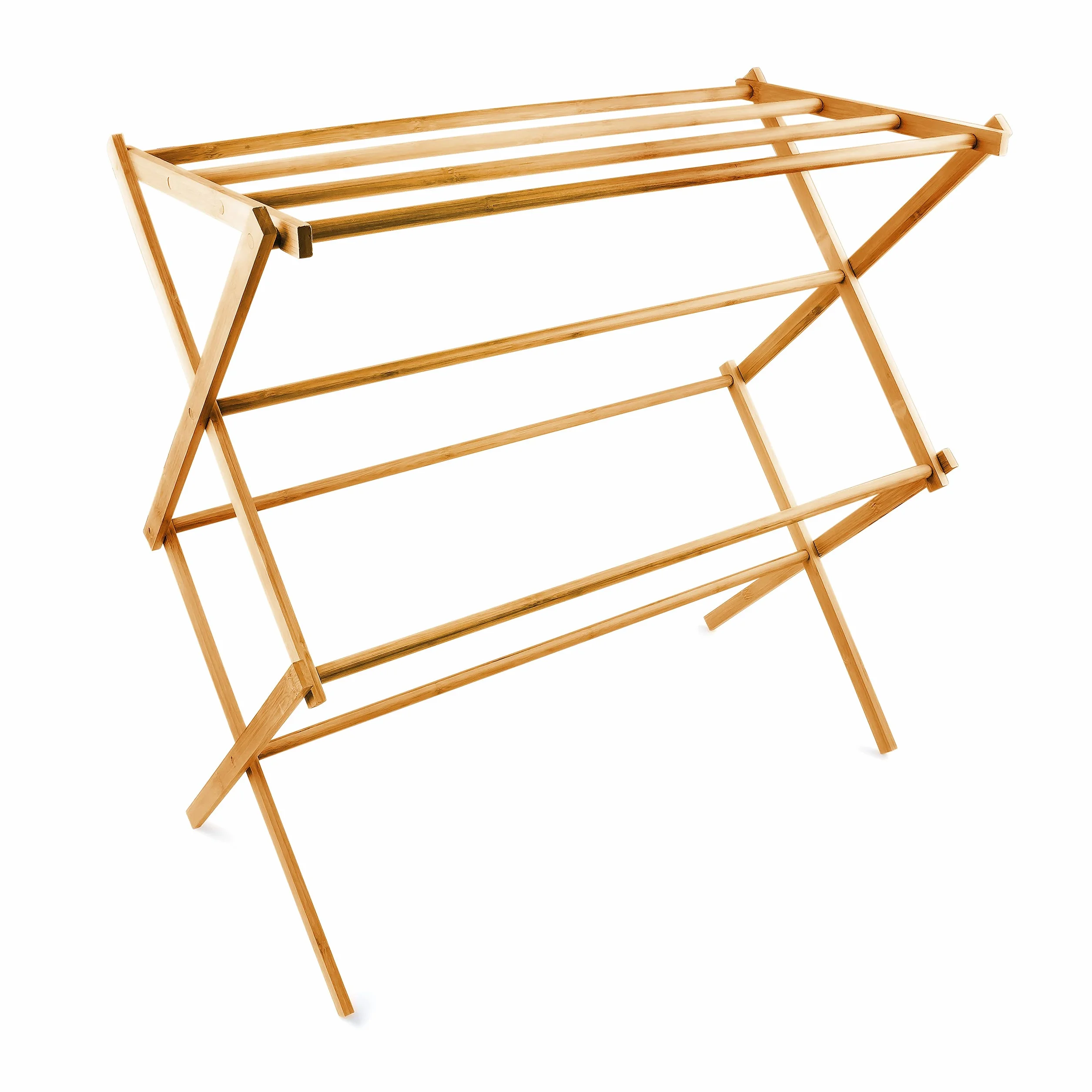 Relaxdays Toallero de Pie Bambú Plegable 73x74x36 cm 8 Barras Madera Baño Marrón Natural