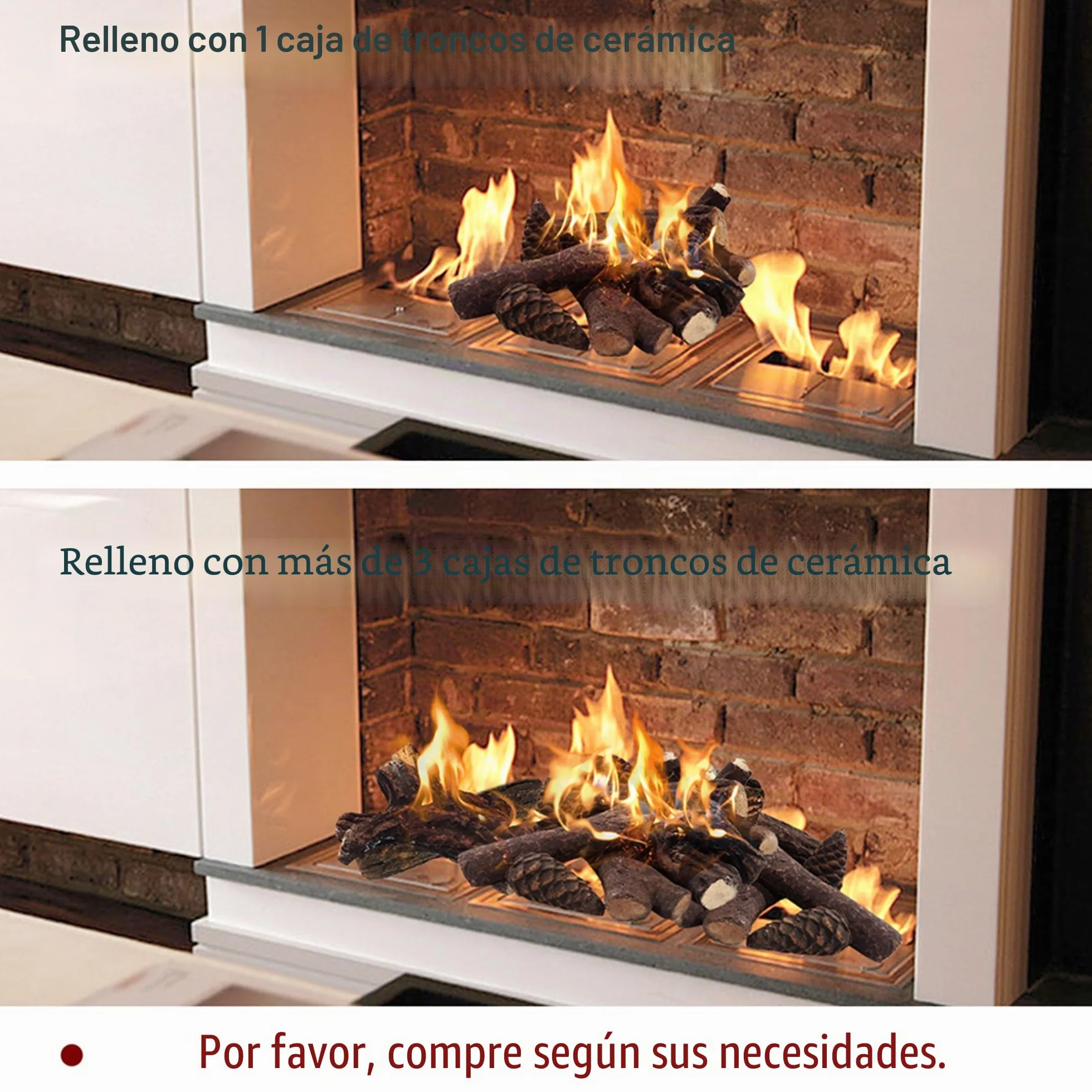 Juego de Troncos de cerámica para Chimenea de etanol de Gas, Madera de Pino Hecha a Mano para Uso en Interiores,Bioetanol Tronco Ceramica Chimenea