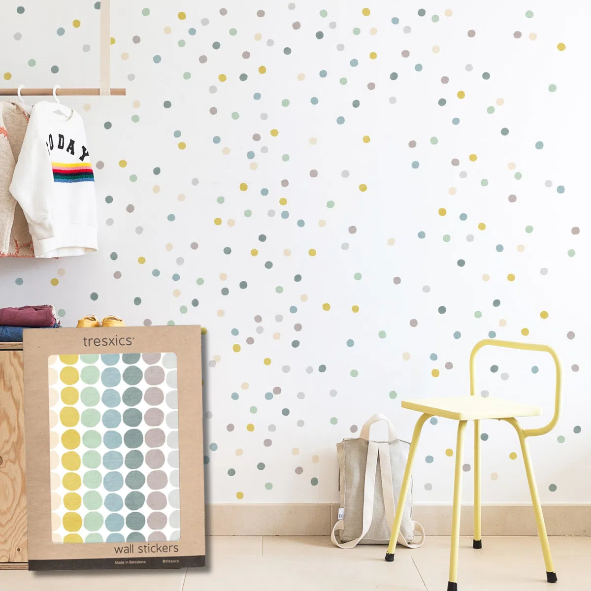 Pegatinas Pared Decorativas | Vinilo Adhesivo Pared Lunares a Lápiz | Efecto Papel Pintado | Cubre 6 m² | 280 piezas | TRESXICS (Azul)