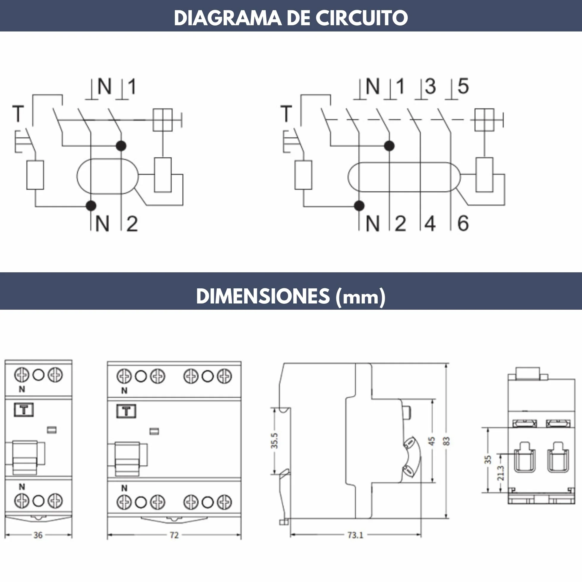 Interruptor Diferencial Superinmunizado 4P 25A 300mA Tipo A - Protección contra Fugas e Incendios - RCCB (3P+N) - Montaje Carril DIN - Cuadro Trifásico