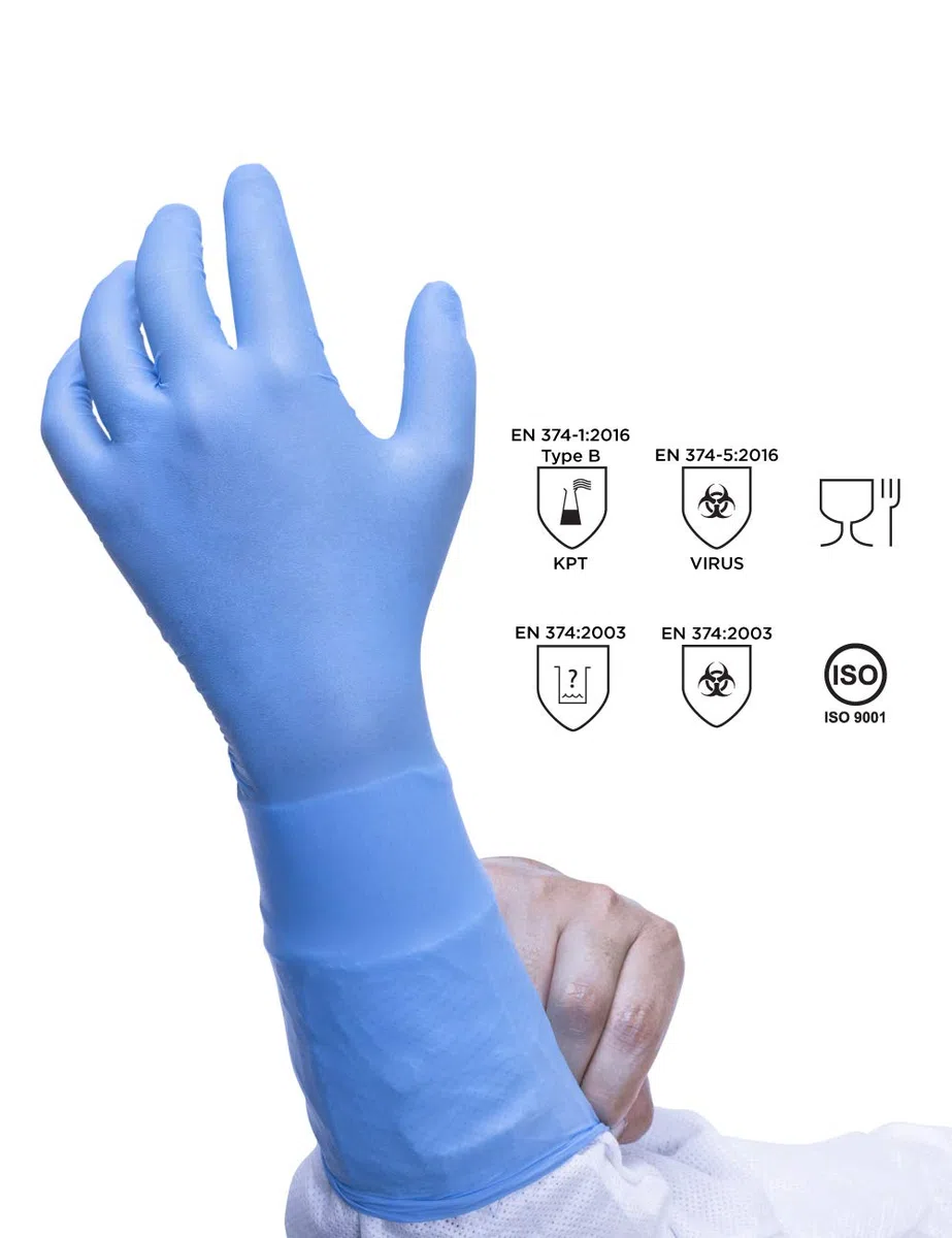 Ansell Microflex 93-243 Nitrilo Guantes con Puño más Largo Para Industrias de Procesado de Alimentos o Ciencias de la Vida, Azul, Talla 2XL (100 Guantes)