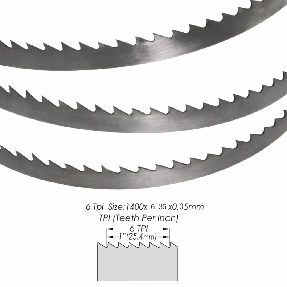 Hoja de Sierra de Cinta de 4 Piezas, 1400 mm x 6,35 mm x 0,35 mm para Sierra de Cinta BS200A de 8" (Tamaño : 10 TPI)