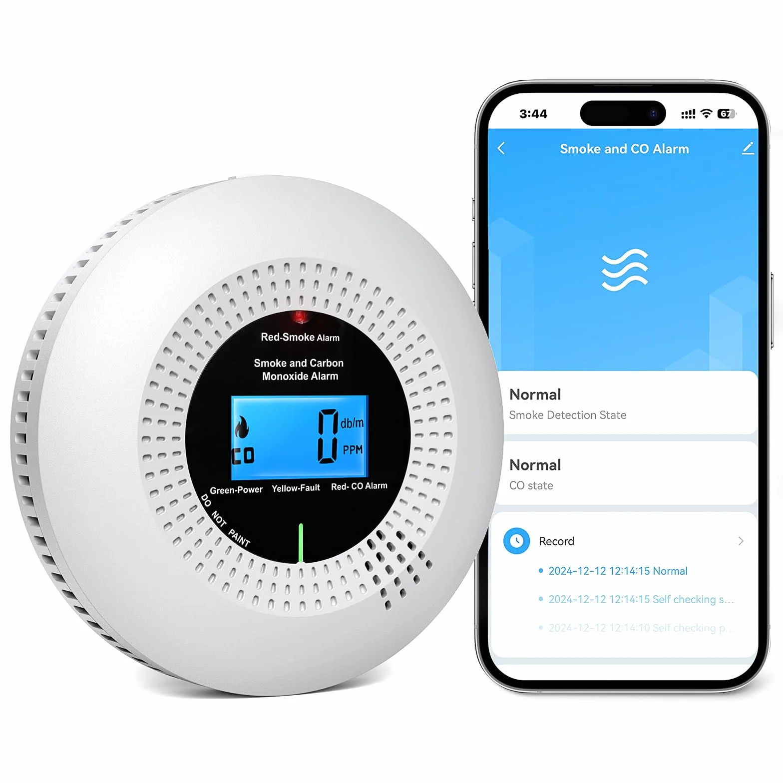 PHYSEN WiFi Detector de Humo y Monóxido de Carbono con 10 Años de Vida Útil y Batería Reemplazable, Detector Combinado Compatible con la App Tuya, Certificación Estándar EN14604 & EN50291, 1St