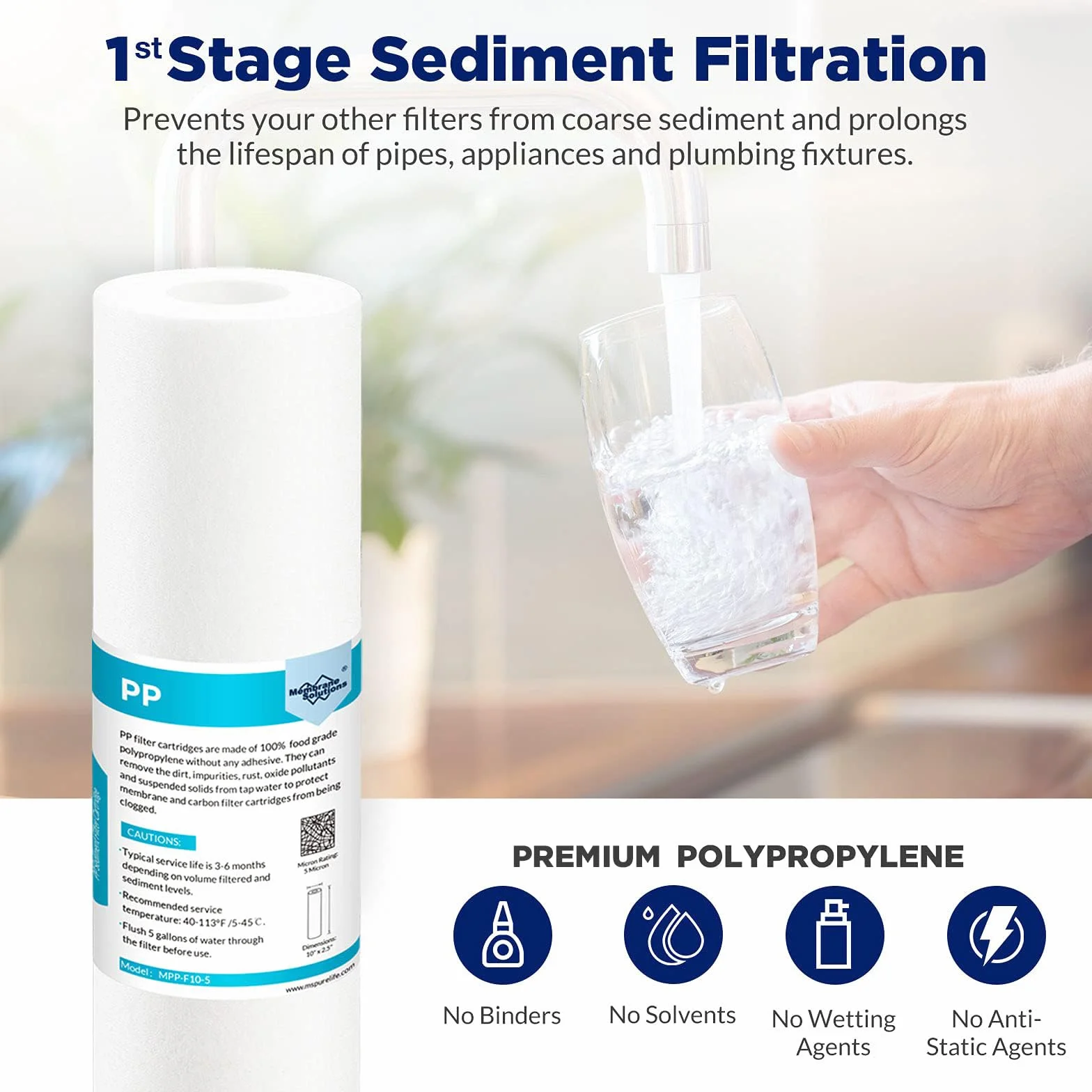 Membrane Solutions Filtros de Osmosis Inversa de 5 Etapas Universales con Membrana 75 GPD