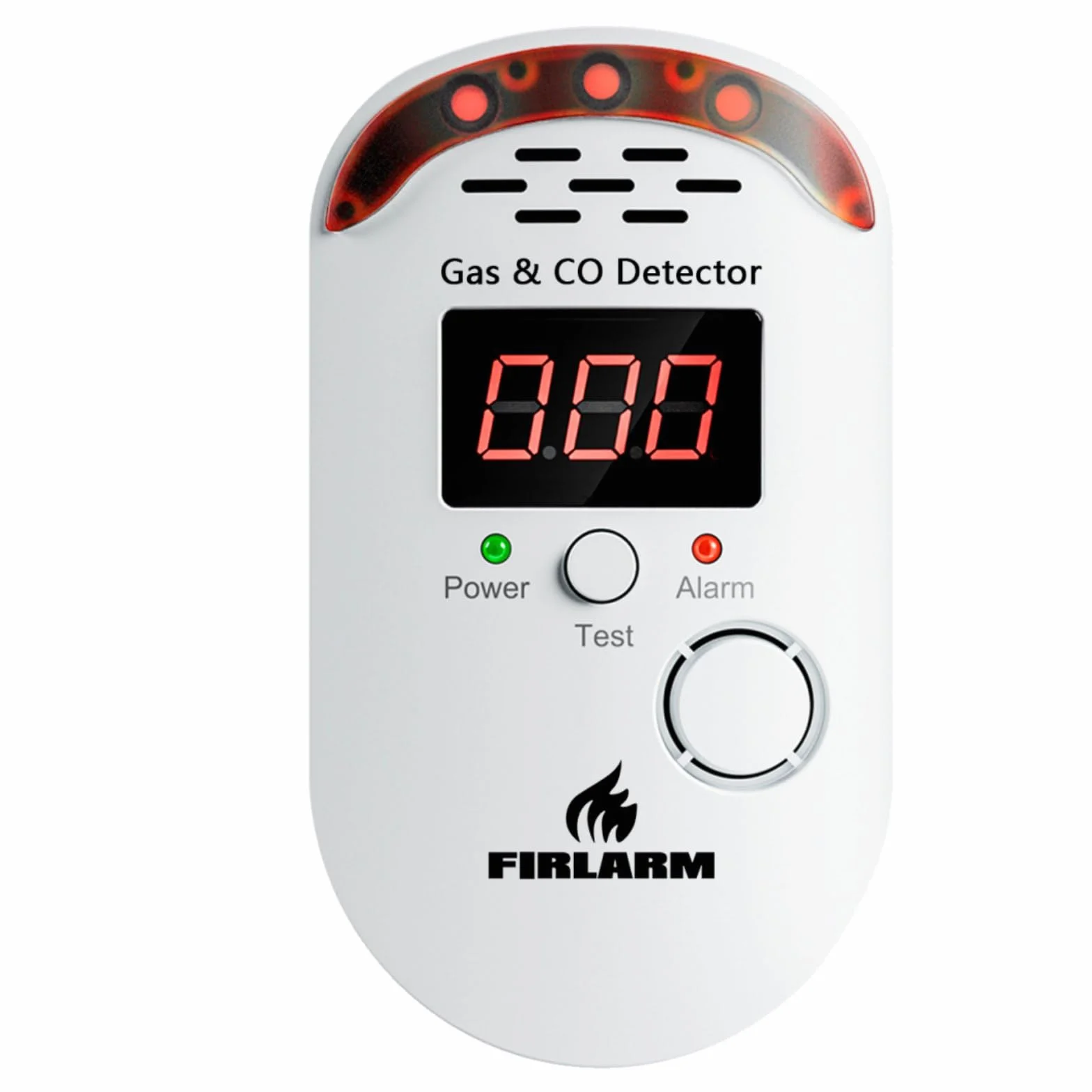 Firlarm Detector de Gas y Monóxido de Carbono con Enchufe y Pantalla LED para Hogar, Cocina, Garaje, Oficina