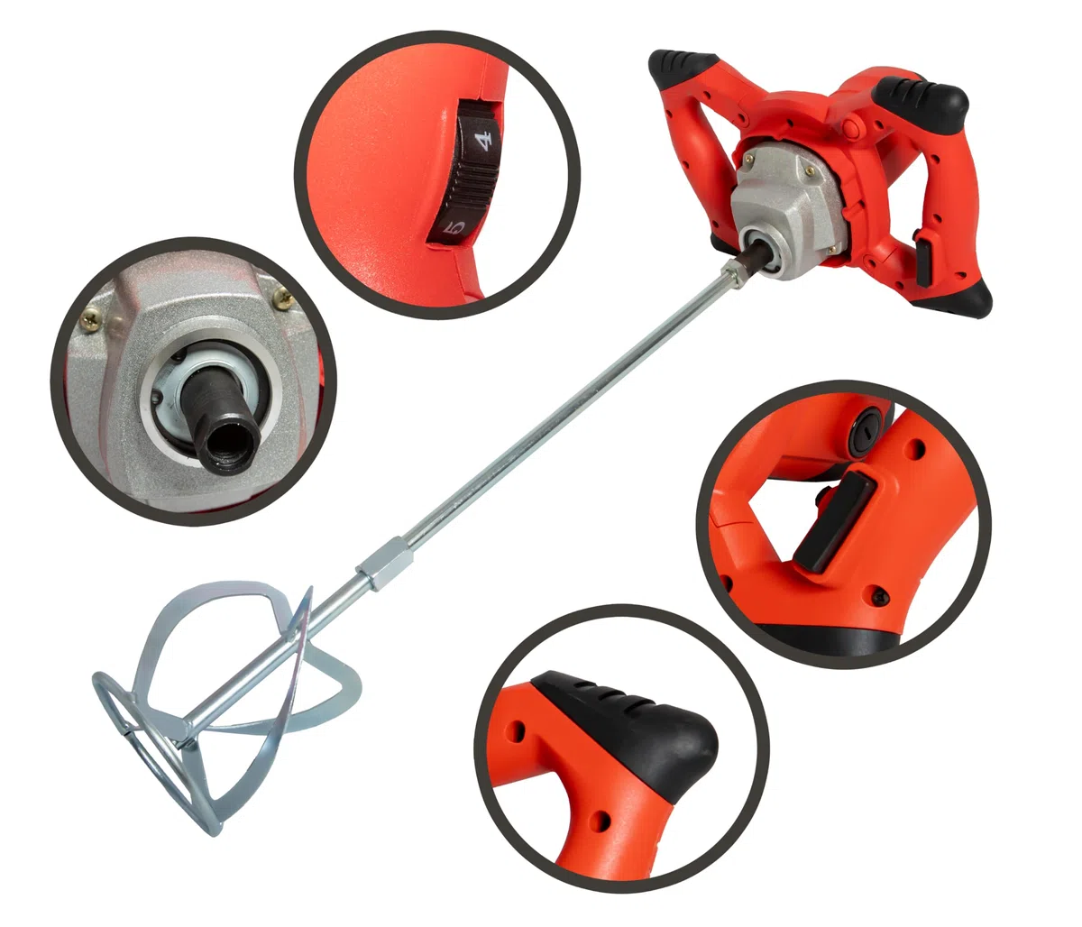 Mezcladora de mortero Hormigonera cemento Batidora de pintura Doble empuñadura ergonómica 220V
