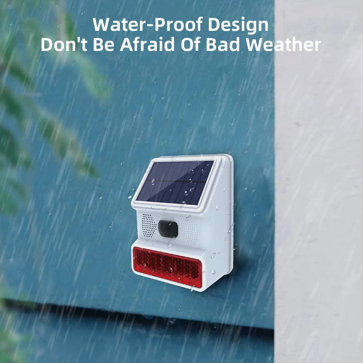 Sirena de Alarma, Sirena Solar para Exteriores con luz Intermitente LED de Sonido de 110db Compatible con Sistema de Alarma para el hogar, Granja, Granero, Villa, Patio, jardín (PE-520)