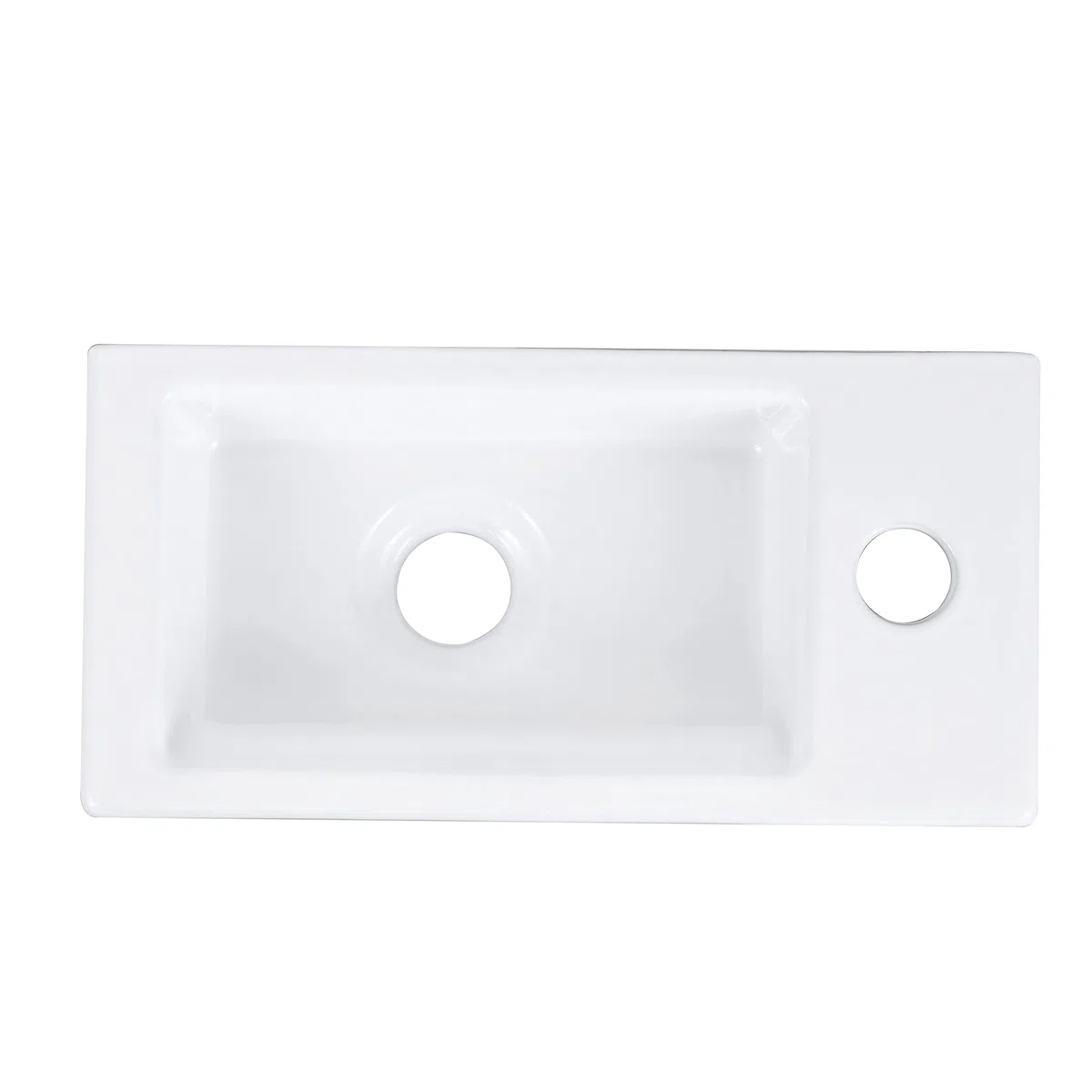 DeerValley DV-1V081R Lavamanos de baño de pared de cerámica, lavamanos de cerámica rectangular blanca en baño pequeño(mano derecha)