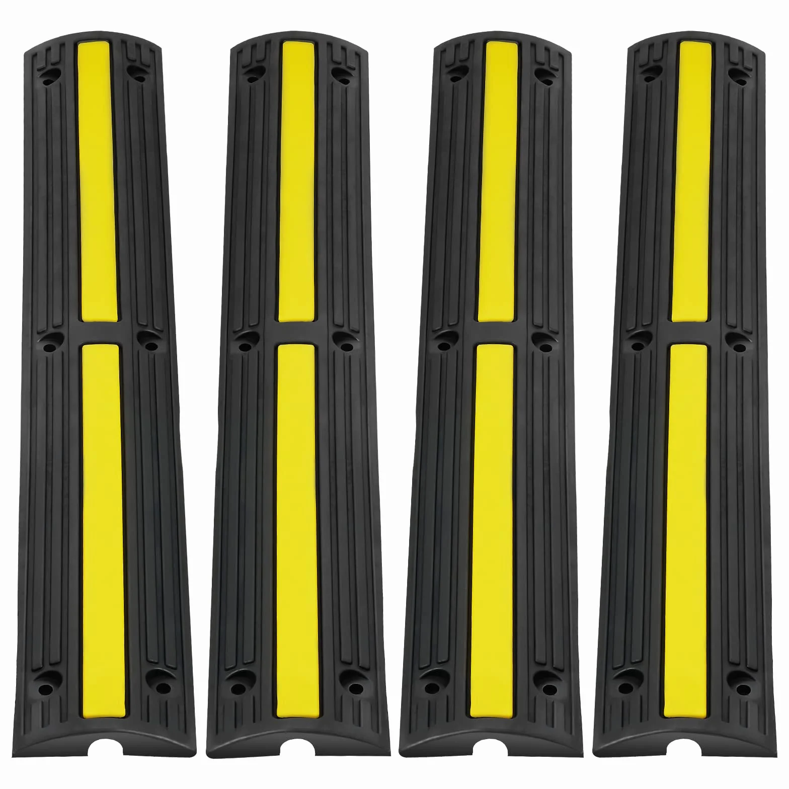 VEVOR Rampa de Protección de Cable 4 Piezas 1 Vía Canaleta Pasacables de Suelo Canal de 3x2 cm Protector de Cables de Goma Capacidad de Carga 8164kg/eje Cubiertas de Suelo para Cables Negro y Amarillo