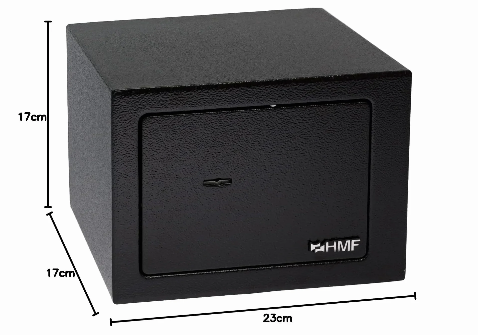 HMF Caja fuerte con llave para muebles, compacto y resistente, 23x17x17 cm, Negro