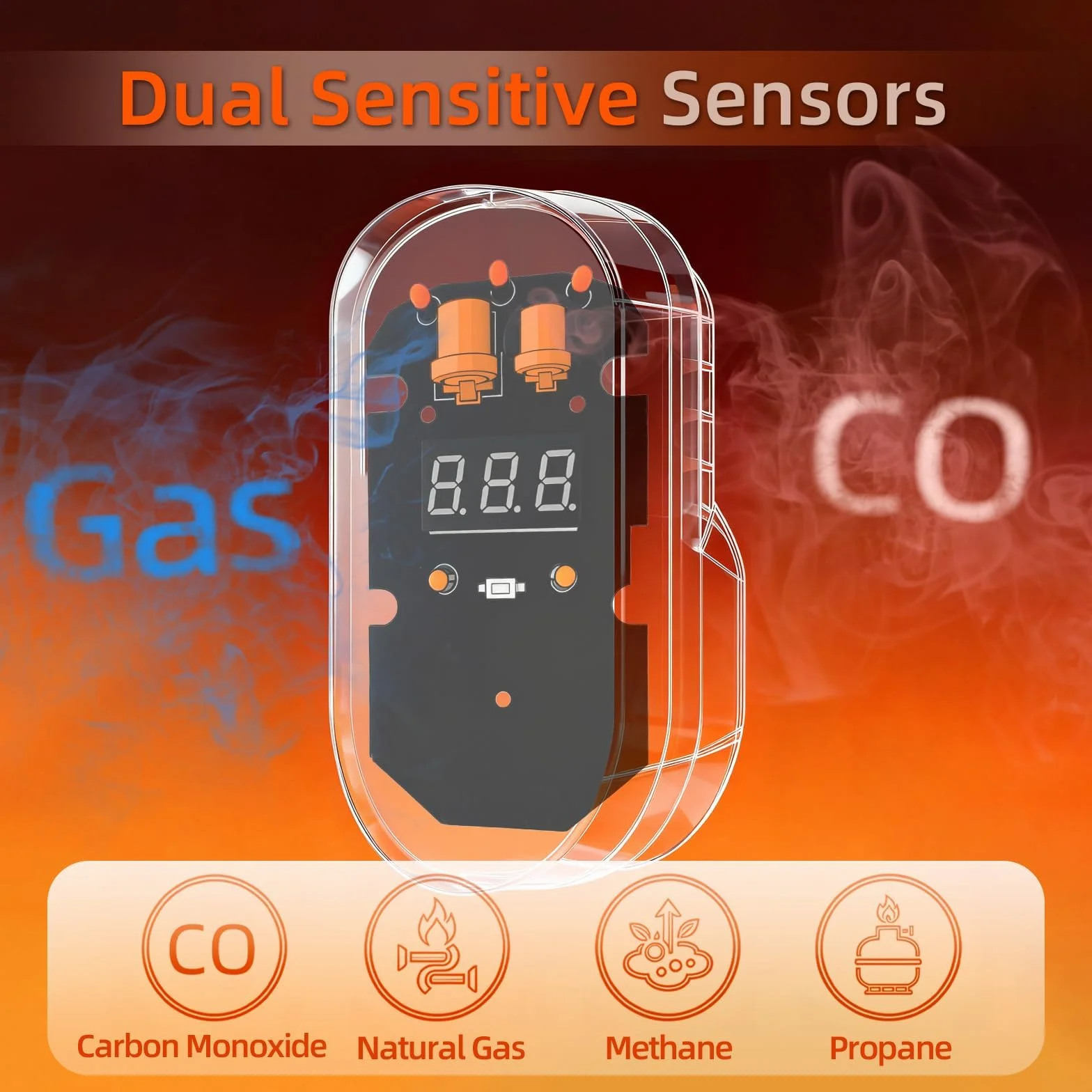 Firlarm Detector de Gas y Monóxido de Carbono con Enchufe y Pantalla LED para Hogar, Cocina, Garaje, Oficina
