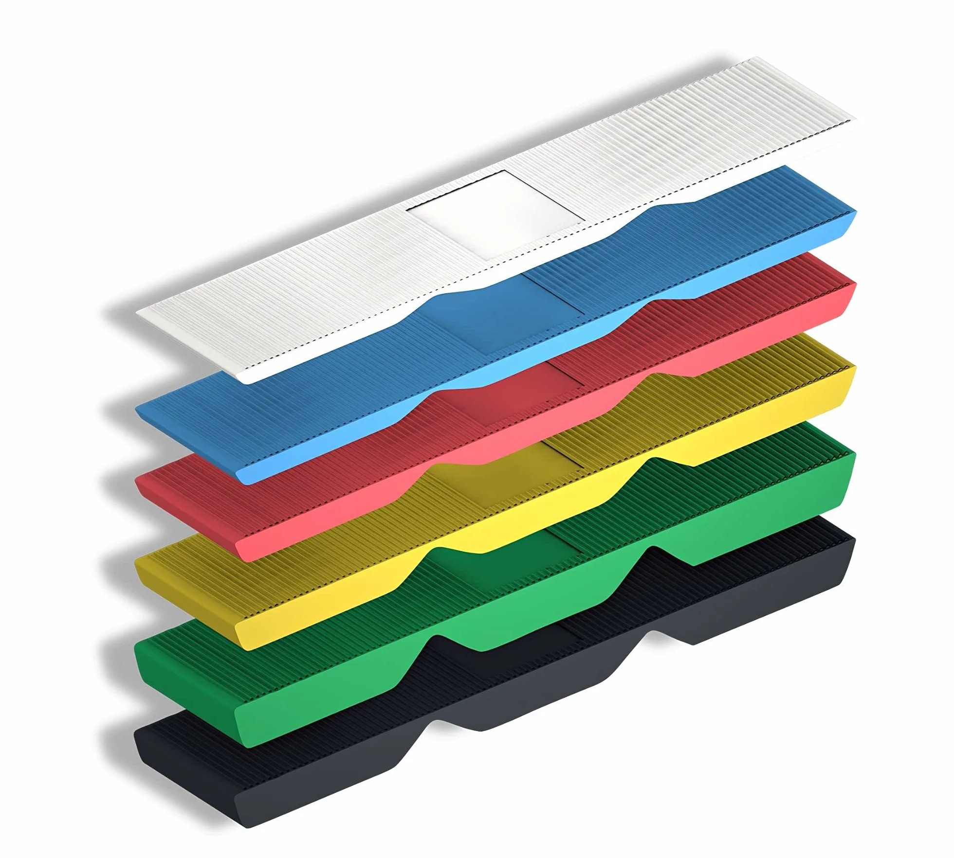 DOJA BARCELONA | Cuñas Acristalamiento 1, 2, 3, 4, 5, 6mm | Cuñas para Cristales Blanco + Azul + Rojo + Amarillo + Negro + Verde | PACK 600 | Cuñas Plastico Espaciar Objetos | Calzos para Cristales