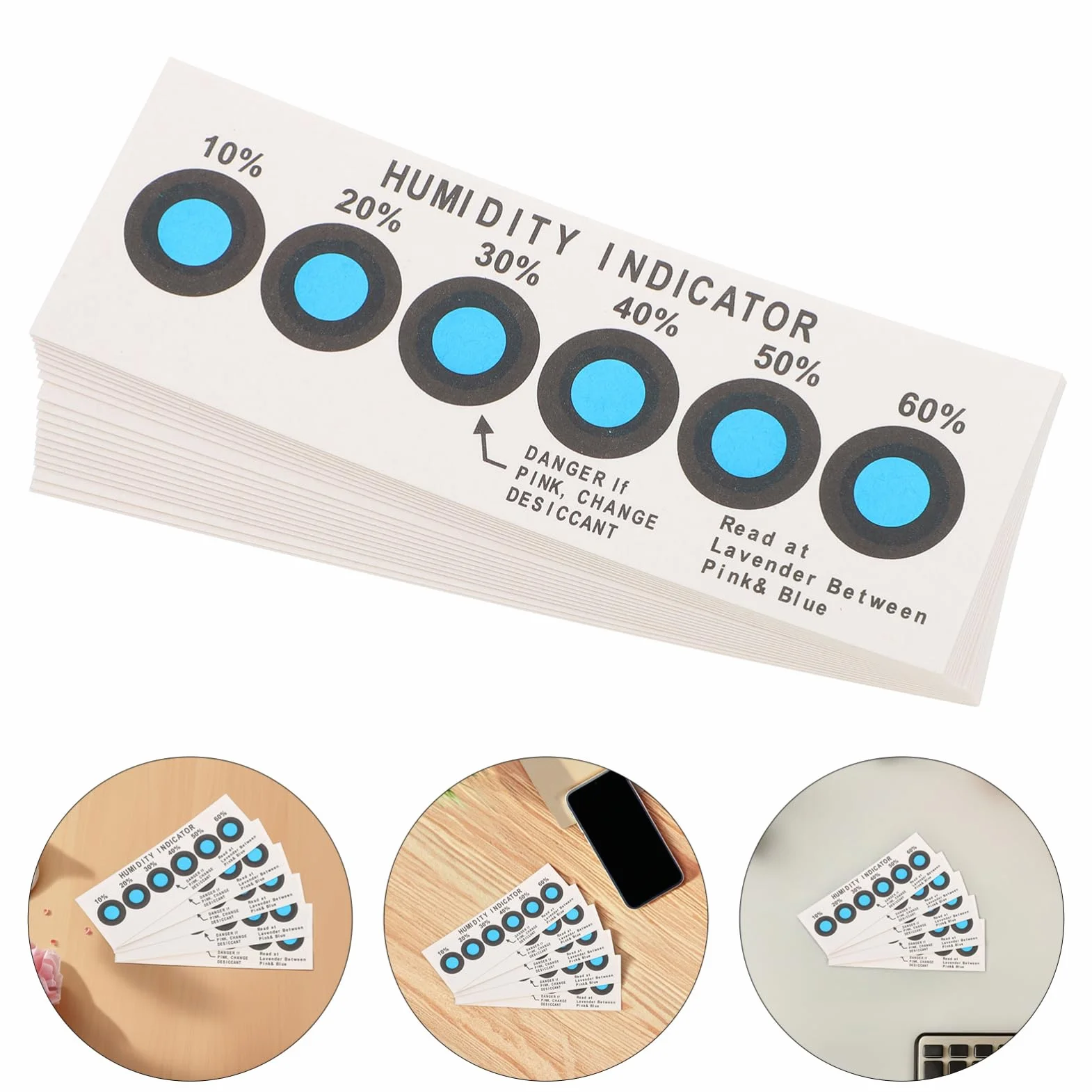 20 tarjetas de indicador de humedad, sensor de humedad, tarjeta indicadora de tiras de prueba, tarjeta indicadora universal, indicador de humedad portátil, papel absorbente MUCKLILY