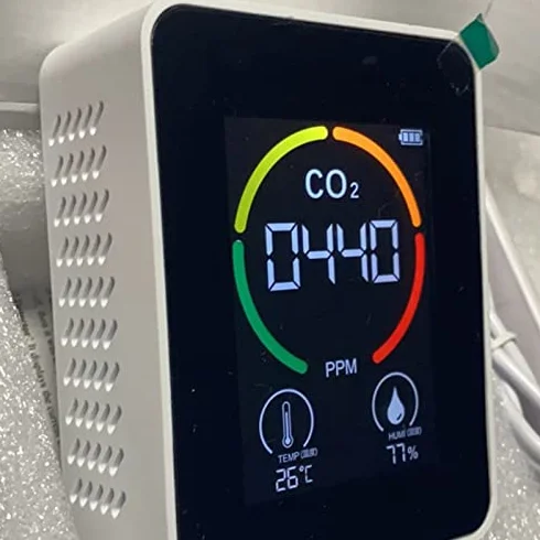 Monitor de Calidad del Aire para Interiores, Detector Portátil de Dióxido de Carbono con Batería de CO2 5 en 1 HCHO TVOC Temp Humi Meter para el Hogar, Tienda de Cultivo, Bodega,