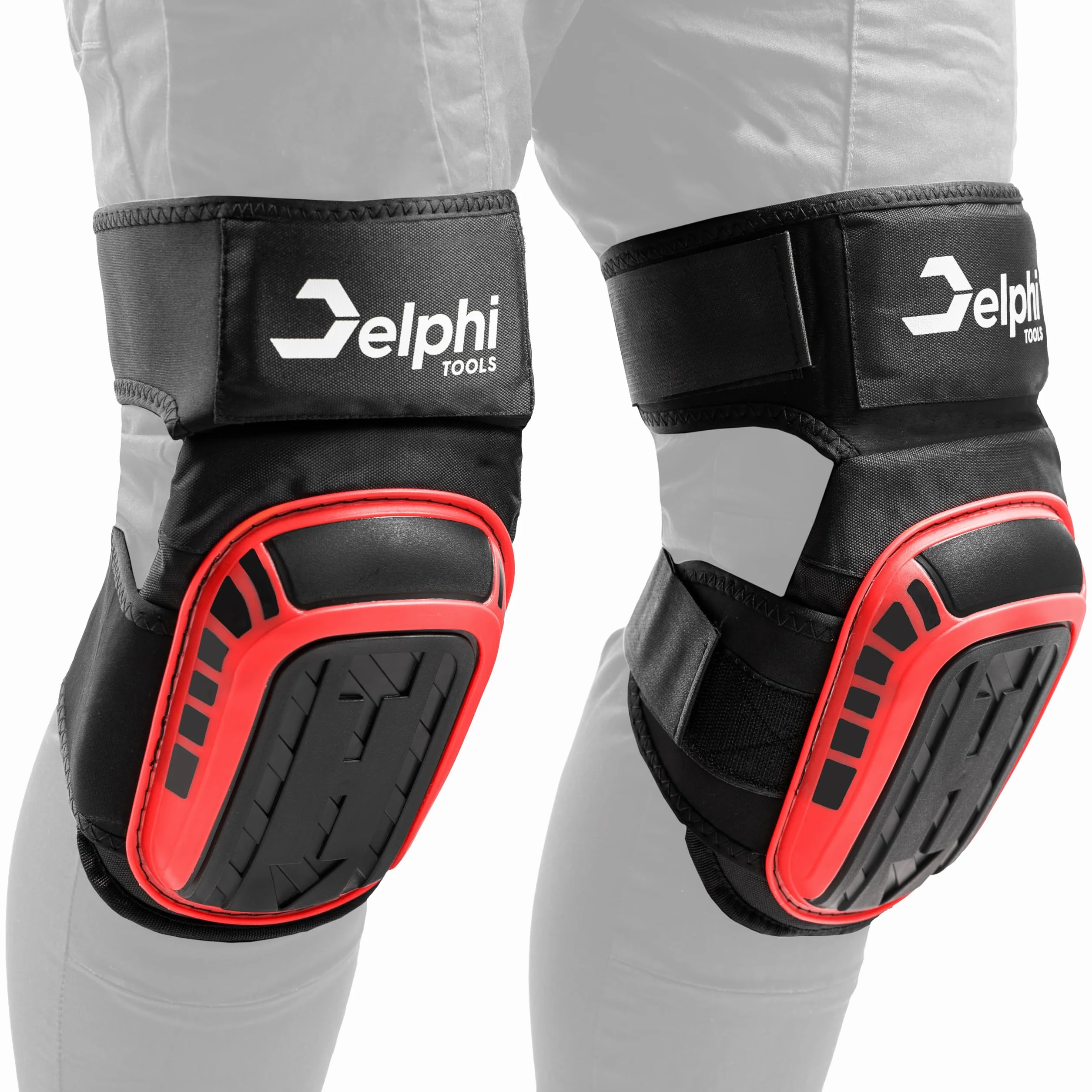 Delphi rodilleras trabajo antideslizantes con doble cierre y guantes de trabajo – Rodilleras cómodas, fáciles de limpiar, talla universal para colocadores de azulejos
