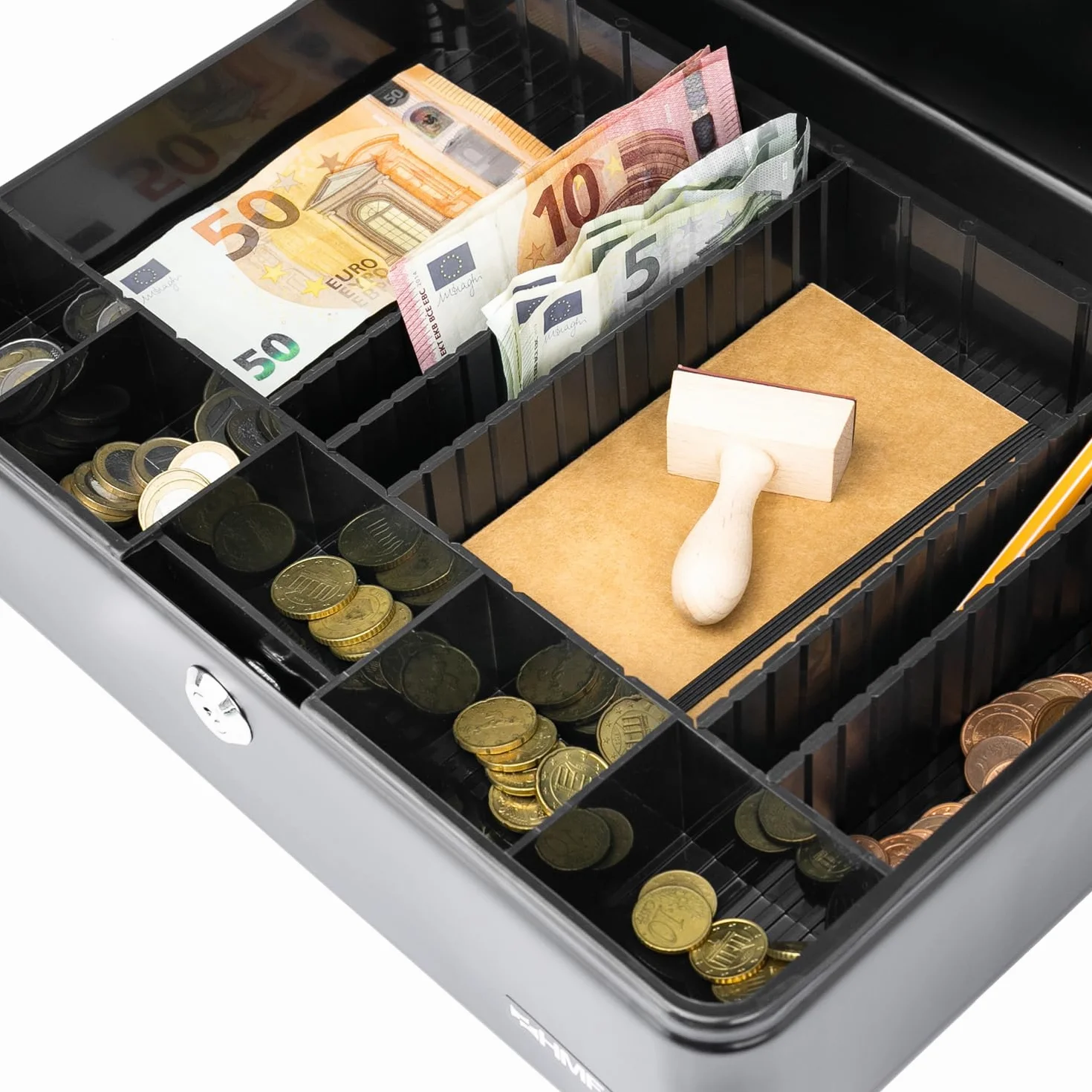 HMF 22036-02 Caja de Caudales, Bandeja para División Individual, 36 x 25 x 11 cm, negro