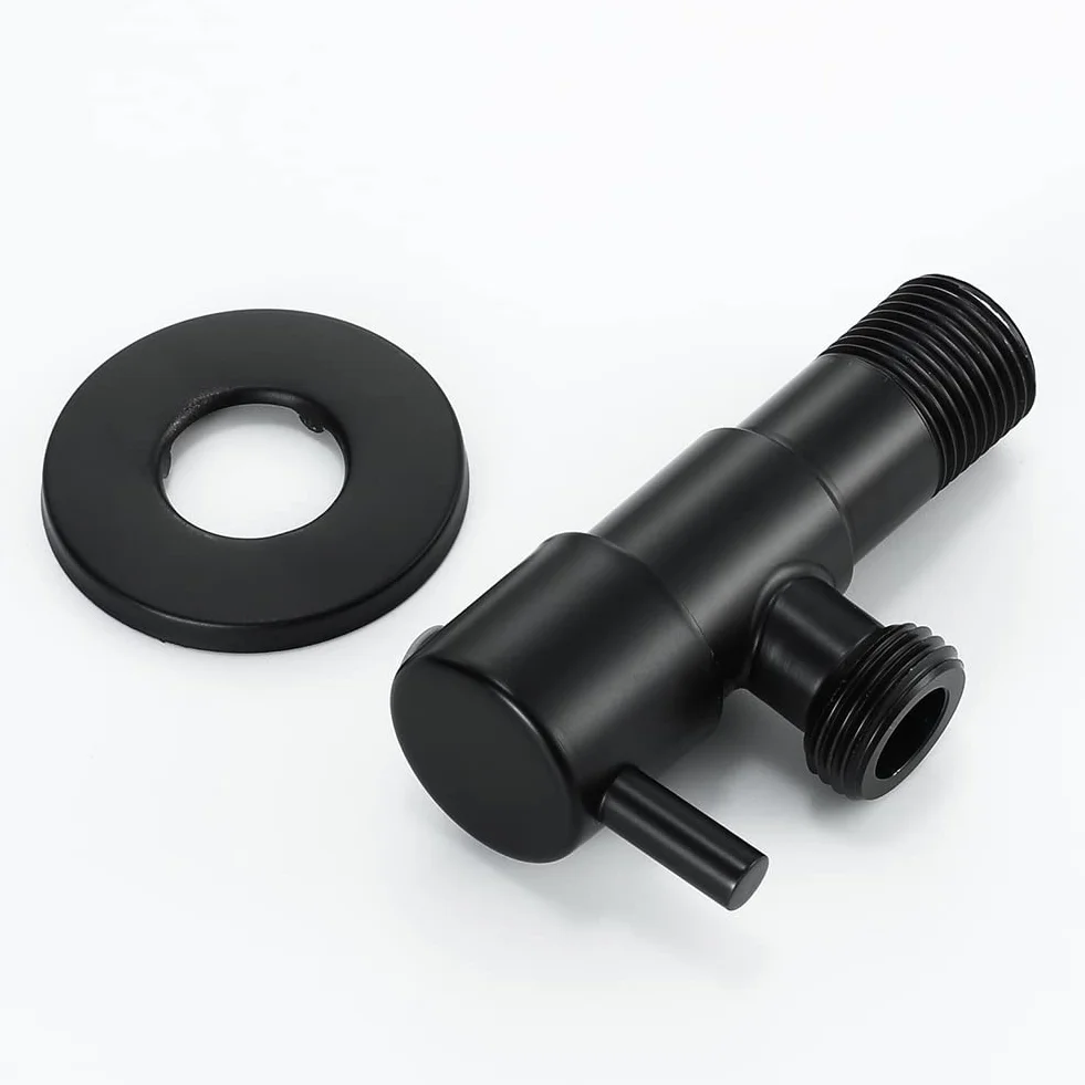 Válvula de ángulo negro 304 Acero inoxidable Válvula de de agua a prueba de fugas Agua fría y caliente General Accesorios de baño