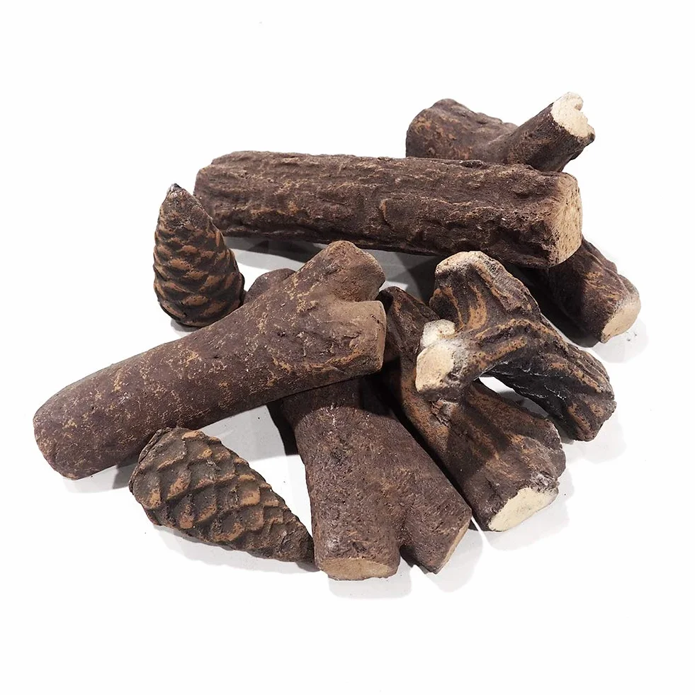 Juego de Troncos de cerámica para Chimenea de etanol de Gas, Madera de Pino Hecha a Mano para Uso en Interiores,Bioetanol Tronco Ceramica Chimenea