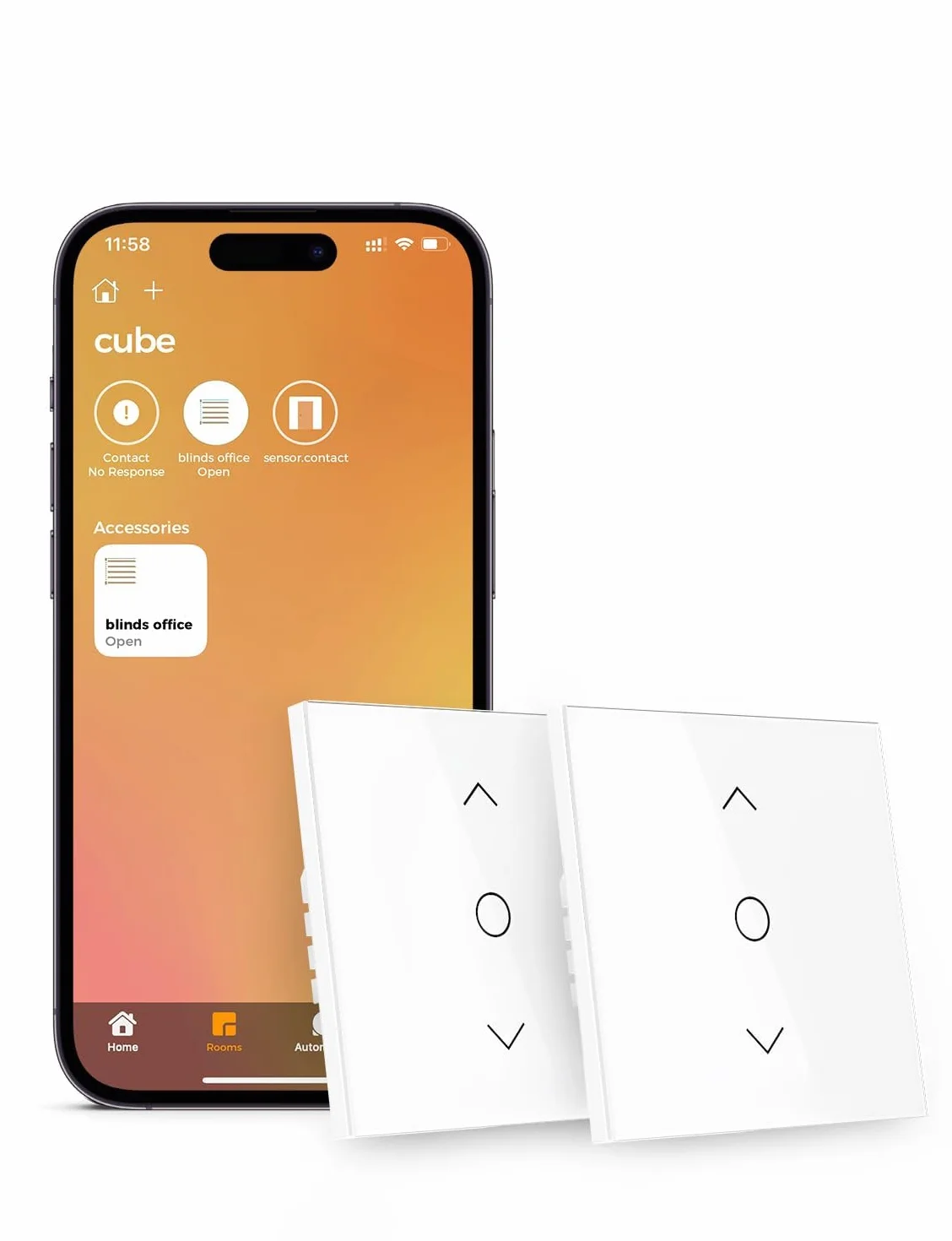 Refoss Interruptor de Persianas WiFi con Apple HomeKit, Interruptor de Cortina Táctil Inteligente con Control Porcentual y Temporizador, LED Controlable, Compatible con Siri, Alexa, Google, 2 Piezas