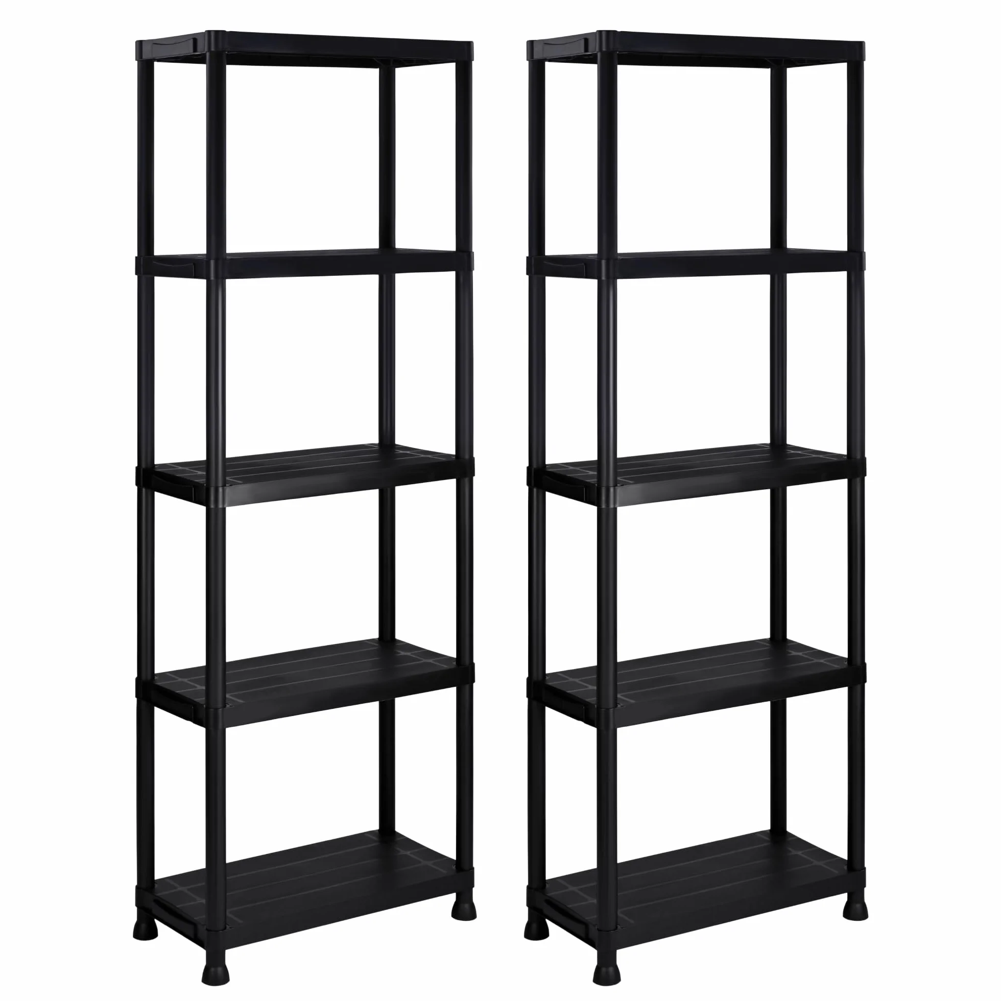 Pack 2 estanterías de plástico modulares 170x60x30 cm con 5 baldas Resistentes Cada una | Almacenaje Ideal para Interior y Exterior: Garaje, trastero, jardín, Oficina | Montaje sin Herramientas