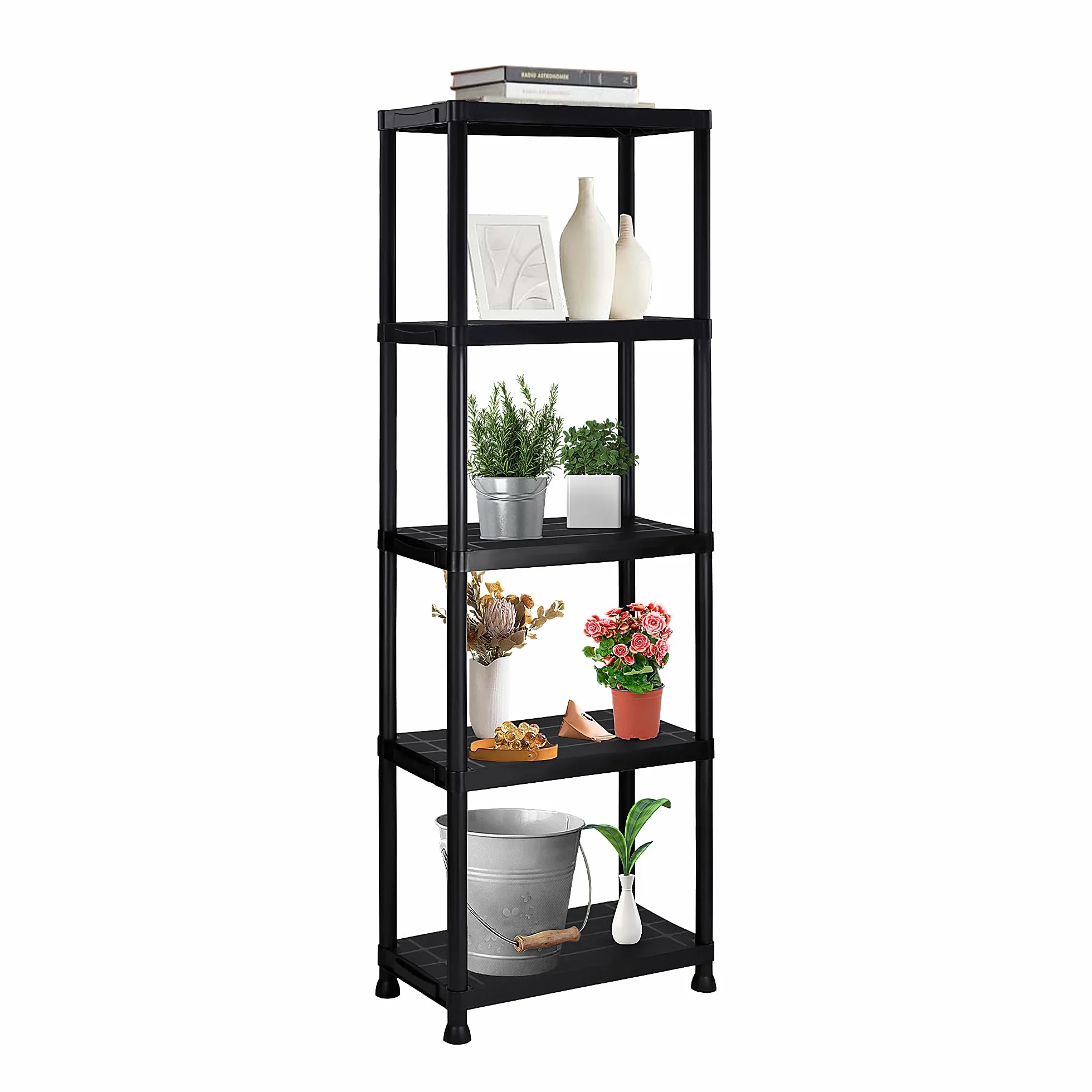 Pack 2 estanterías de plástico modulares 170x60x30 cm con 5 baldas Resistentes Cada una | Almacenaje Ideal para Interior y Exterior: Garaje, trastero, jardín, Oficina | Montaje sin Herramientas