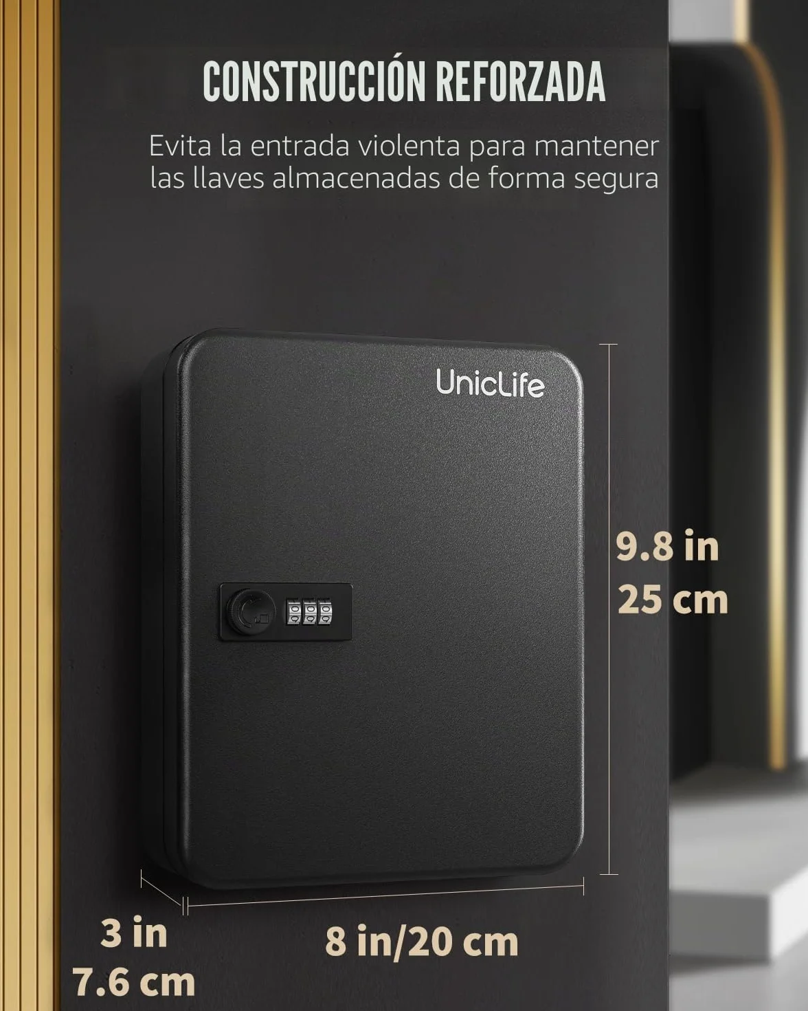 Uniclife Caja Fuerte de Seguridad 48 Llaves Cerradura Combinación Acero Negro