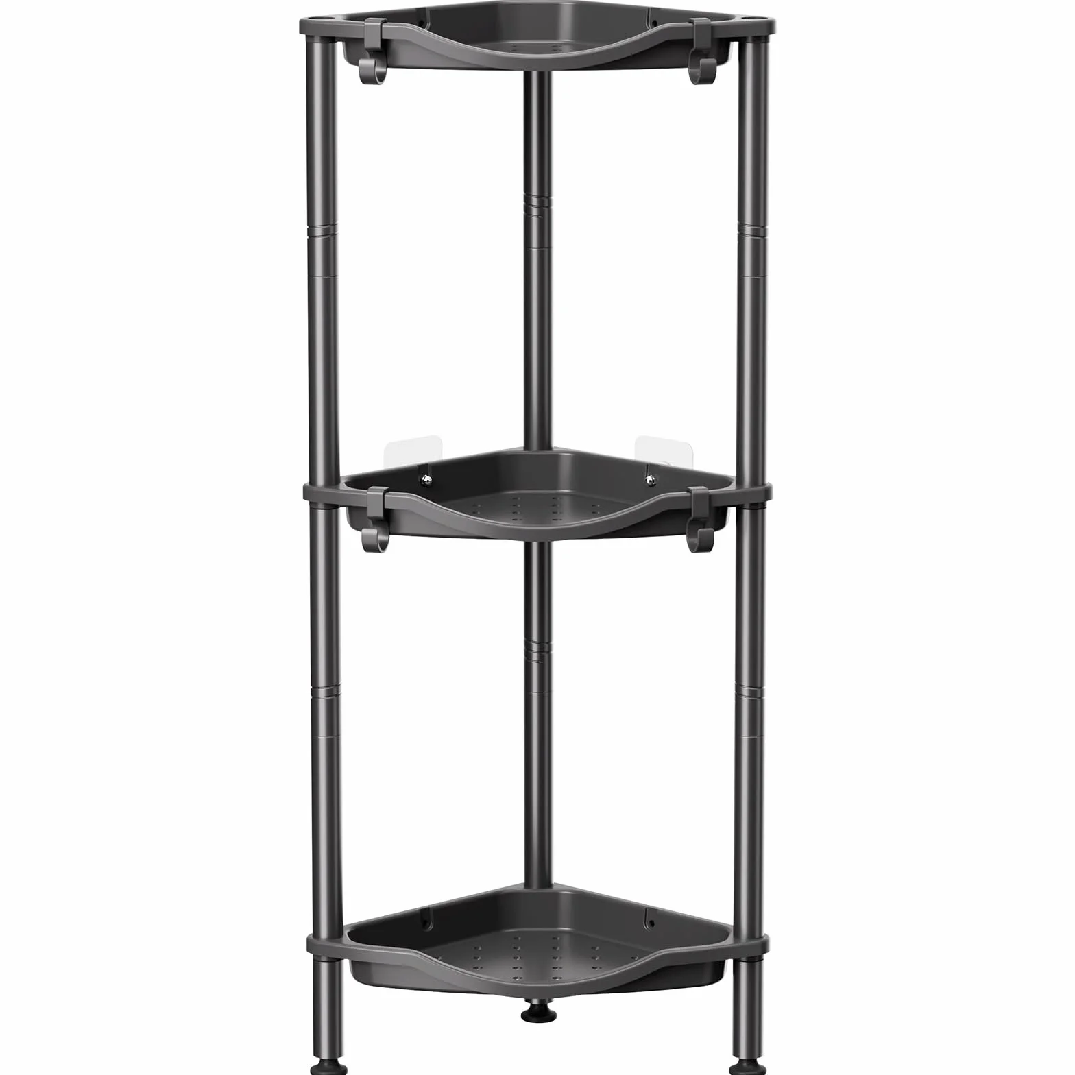 Lifewit Estanteria Ducha sin Taladro 3 Niveles, Organizador Esquinero Plástico Baño, Negro 34 cm