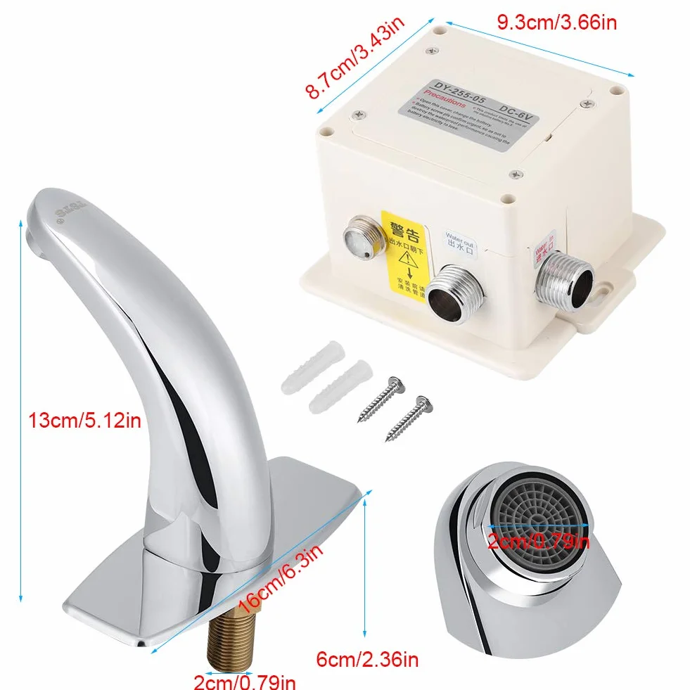 Yosoo Grifo automático con sensor infrarrojo, aleación de zinc, inteligente, sin contacto, para cocina, baño, con caja de control