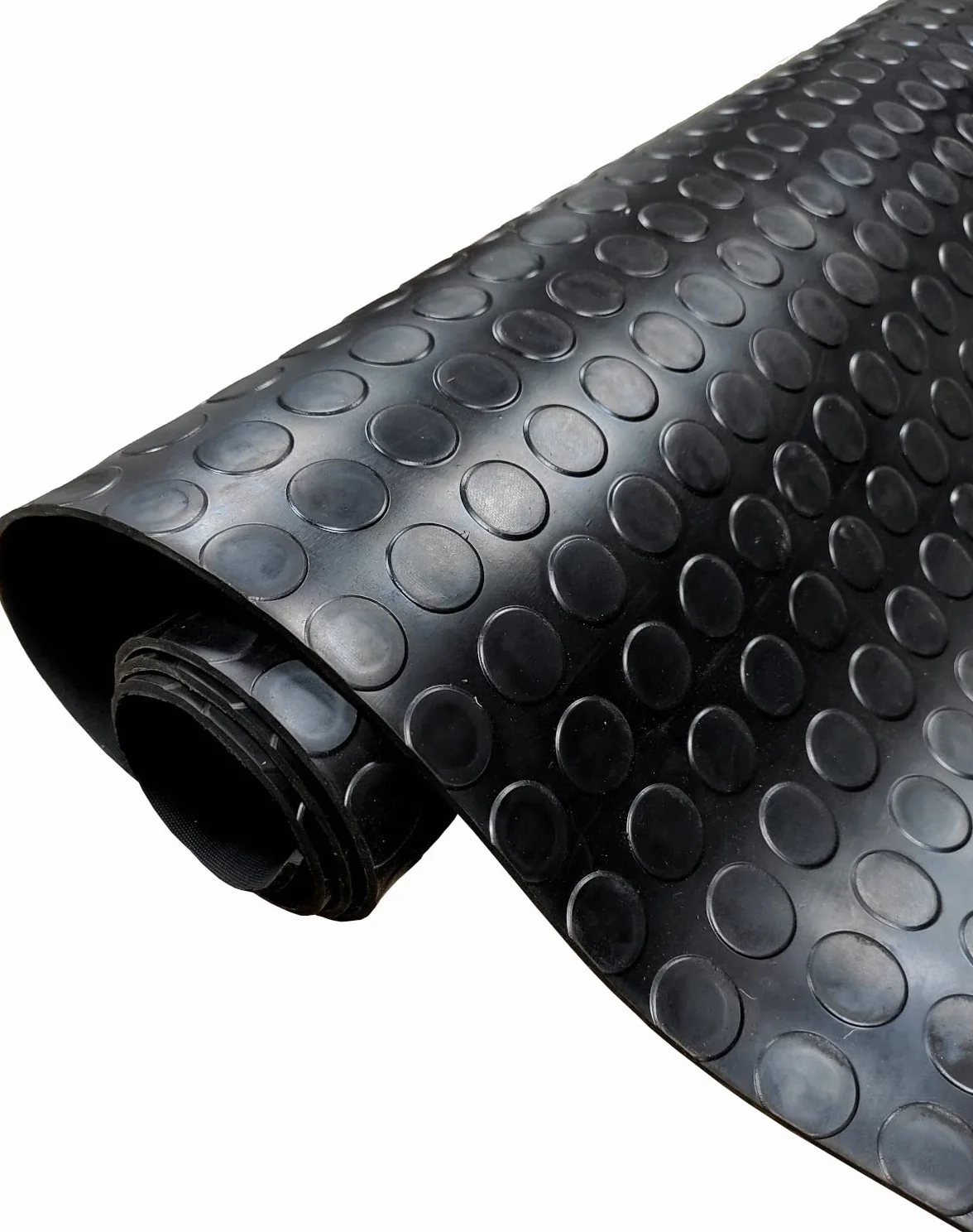 Revestimiento de Caucho Antideslizante | Suelo de Goma PVC Negro 3mm Diseño Botones (100_x_250 CM)