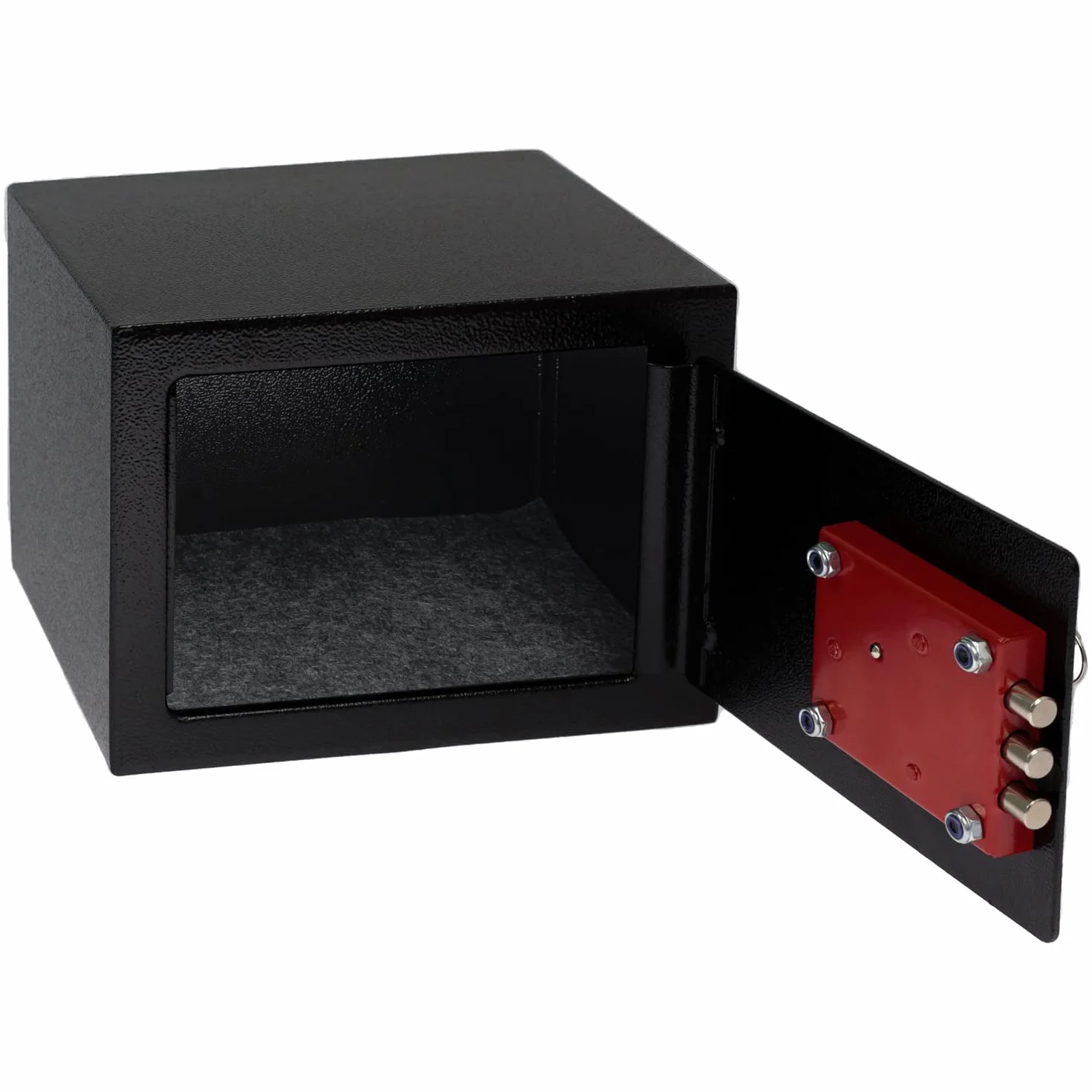 HMF Caja fuerte con llave para muebles, compacto y resistente, 23x17x17 cm, Negro
