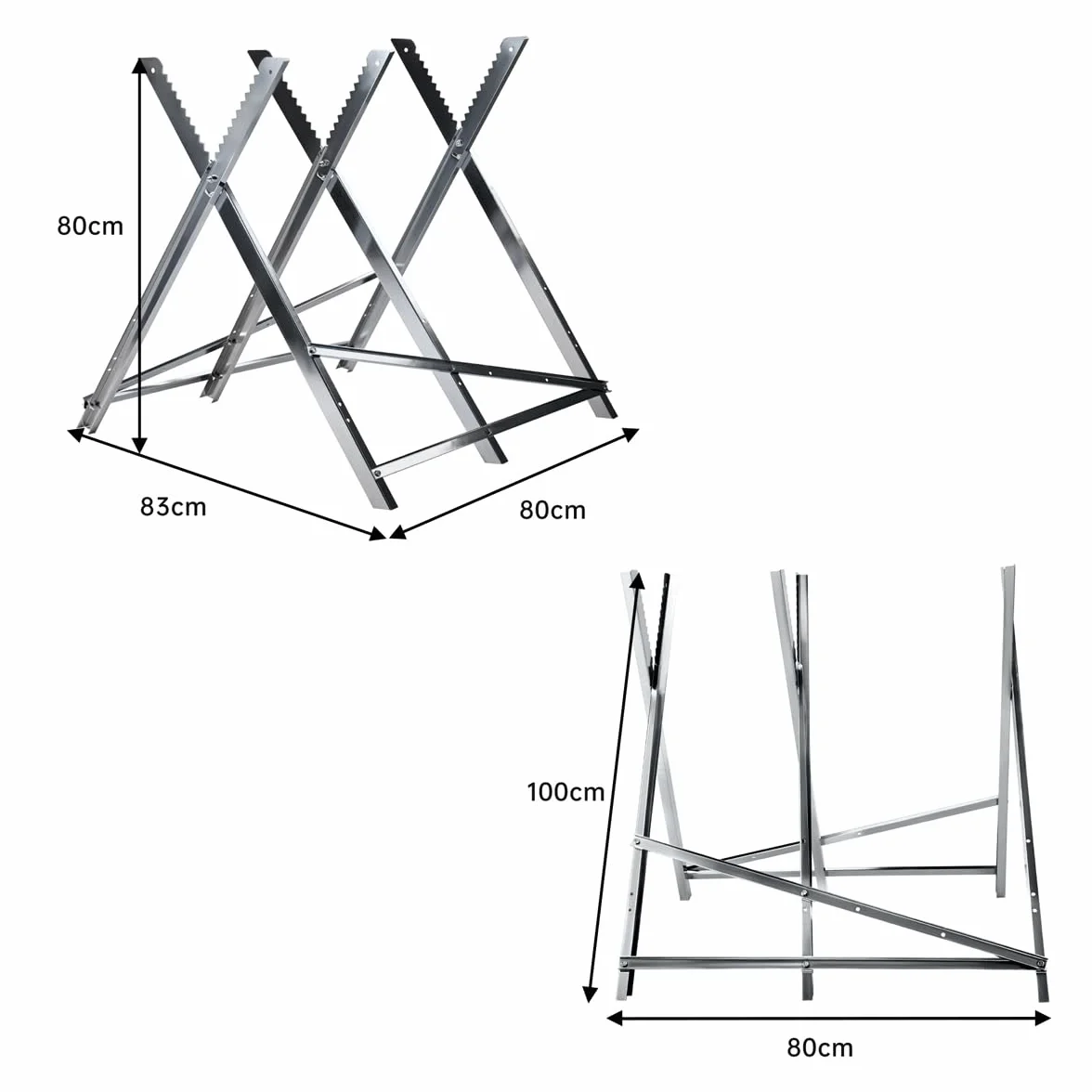 T-LoVendo Caballete para Serrar Cortar Leña Banco para Motosierras Troncos Plegable diámetro hasta 40 cm Peso max150kg Metal Galvanizado