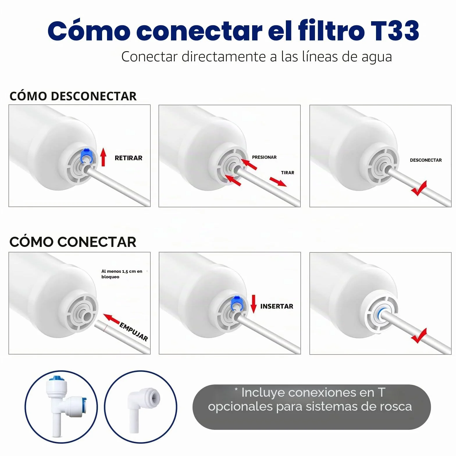 Membrane Solutions Filtros de Osmosis Inversa de 5 Etapas Universales con Membrana 75 GPD
