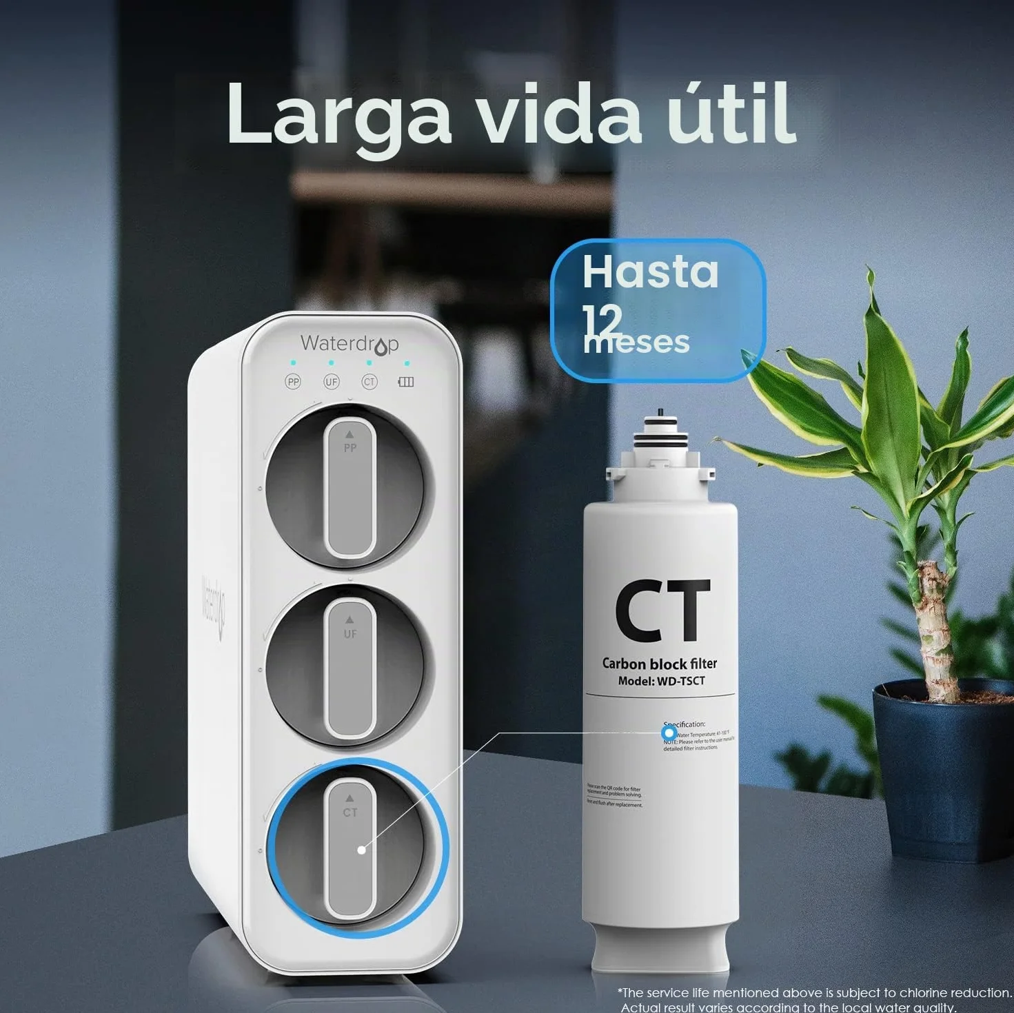 Waterdrop TSCT Filtro de agua bajo el fregadero, reemplazo para TSU-W TSC, sistema de 3 etapas, 7500 L, 1 paquete